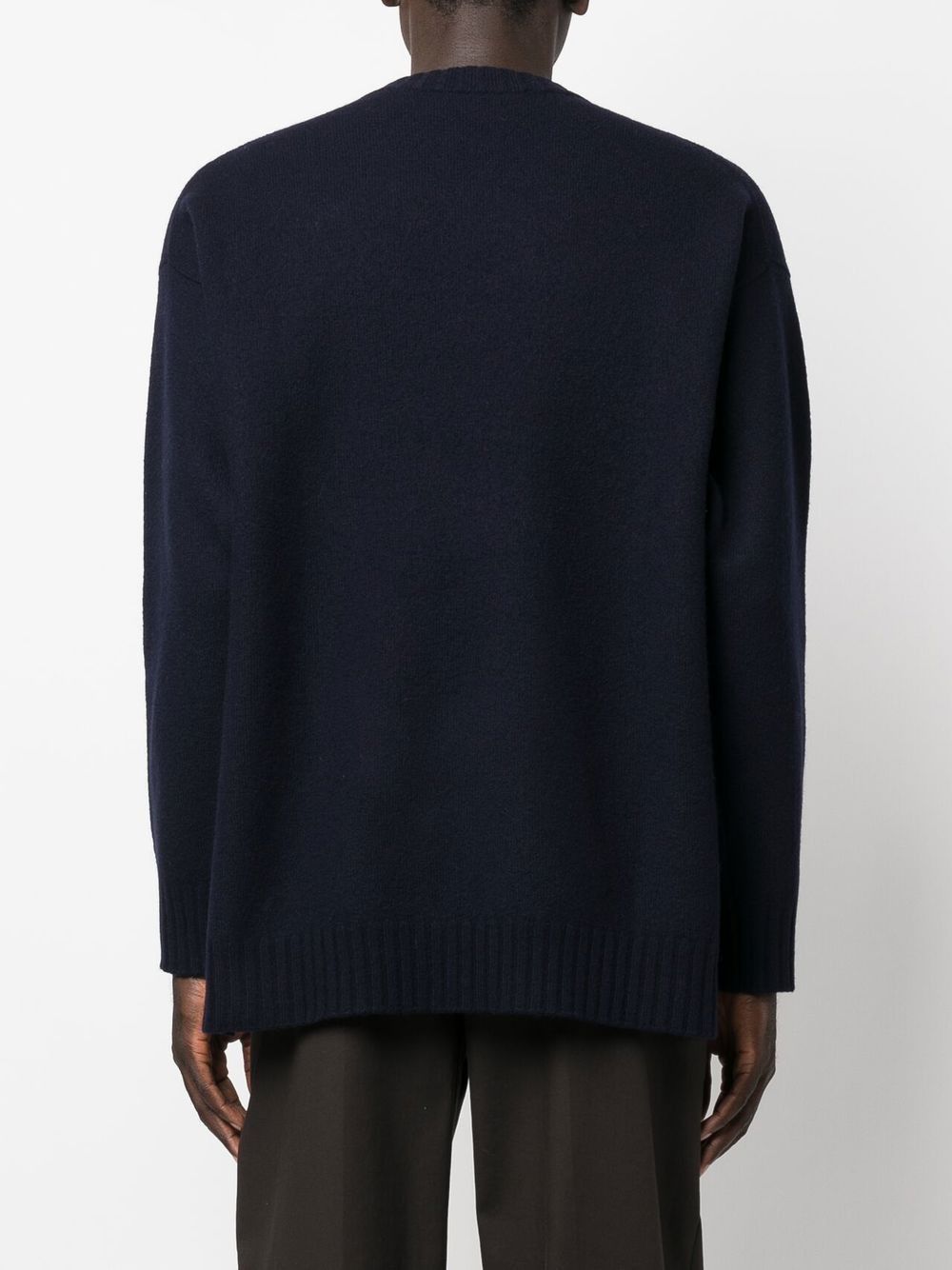 Jil Sander o1y1124 Cashmere Blend Crew-Neck Sweater in Navy Blue Size US M / EU 48-50 / 2 - 4 Thumbnail