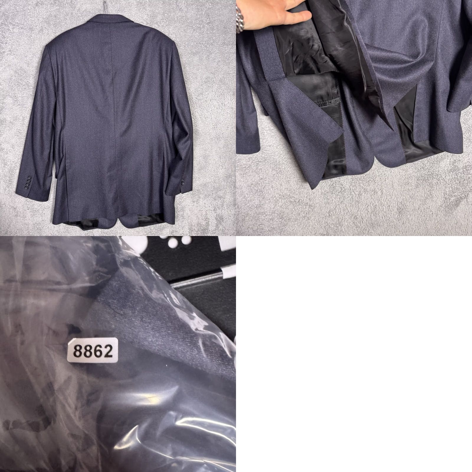 Vintage Samuelsohn Blazer Mens 46L Sport Coat Wool Cashmere Gray 2-Button Notch Notch Lapel Business Casual Long Coat/ Jacket Size 46R - 9 Thumbnail