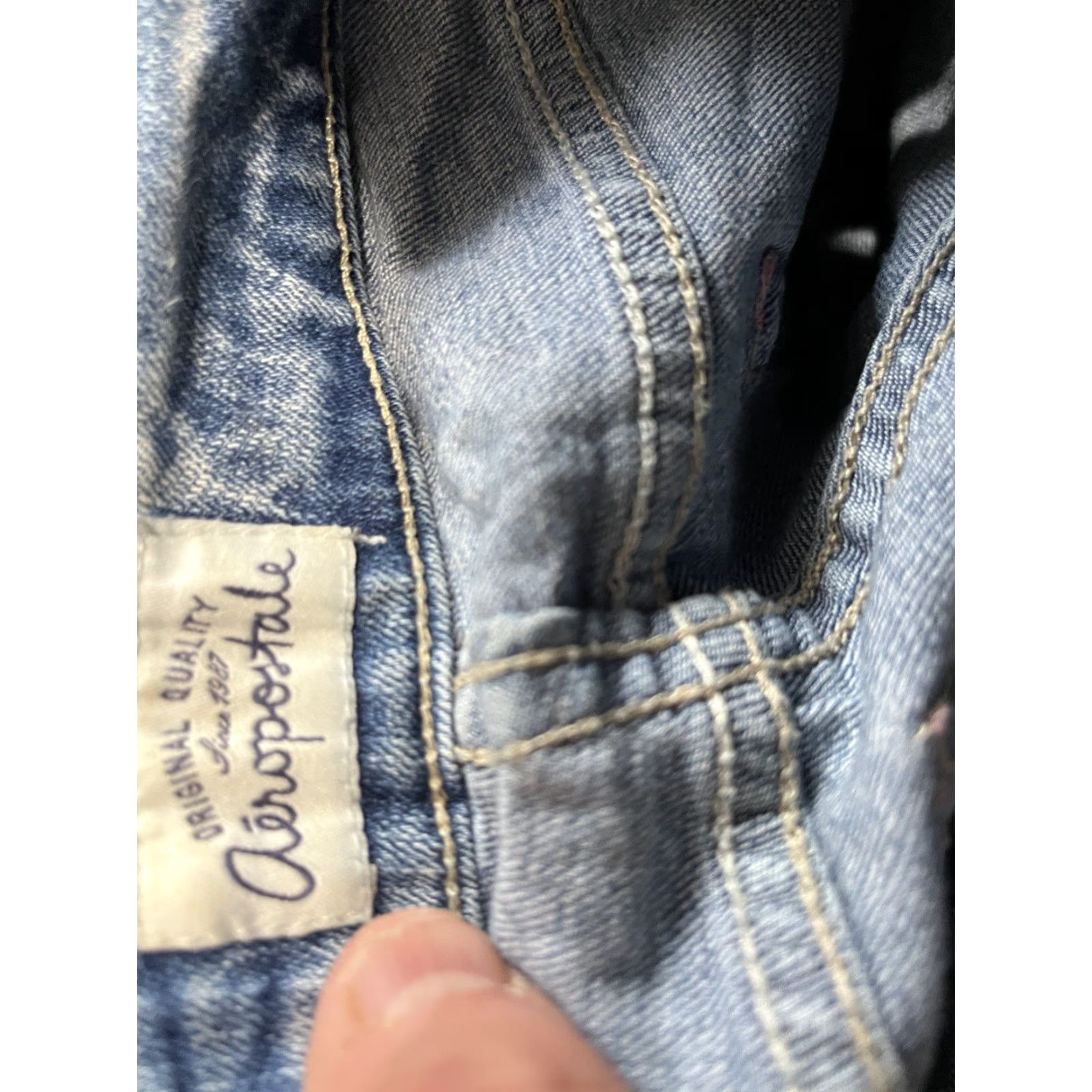Vintage Aeropostale Jeans Womens 1/2 Reg Blue Distressed Bayla Skinny Low Rise Denim Size 25" / US 0 / IT 36 - 5 Thumbnail