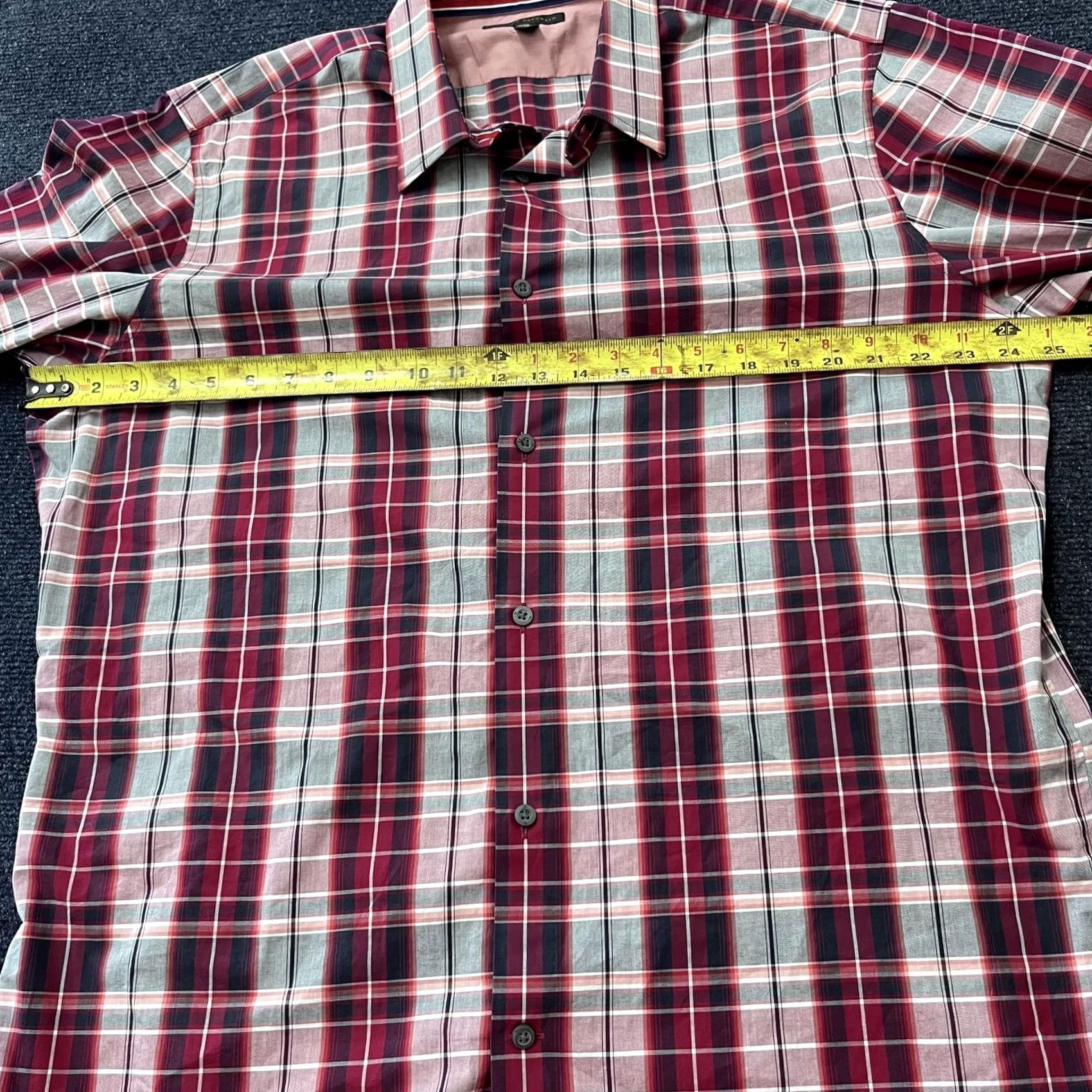 Banana Republic VINTAGE? No — Banana Republic Shirt Mens XL Red Gray Black Plaid Button Down Long Sleeve Dress Size 46R - 6 Thumbnail