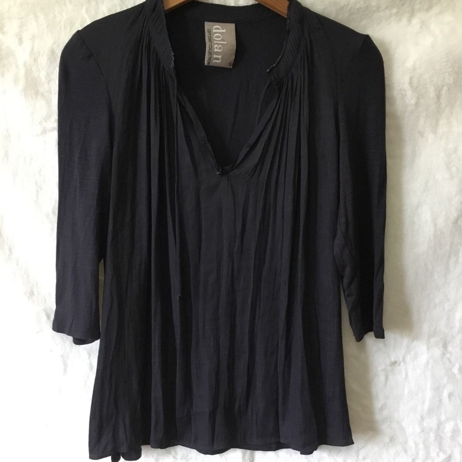 Other Dolan Charcoal Gray Lucille Pleated Tie Neck Peasant Blouse Size S / US 4 / IT 40 - 1 Thumbnail