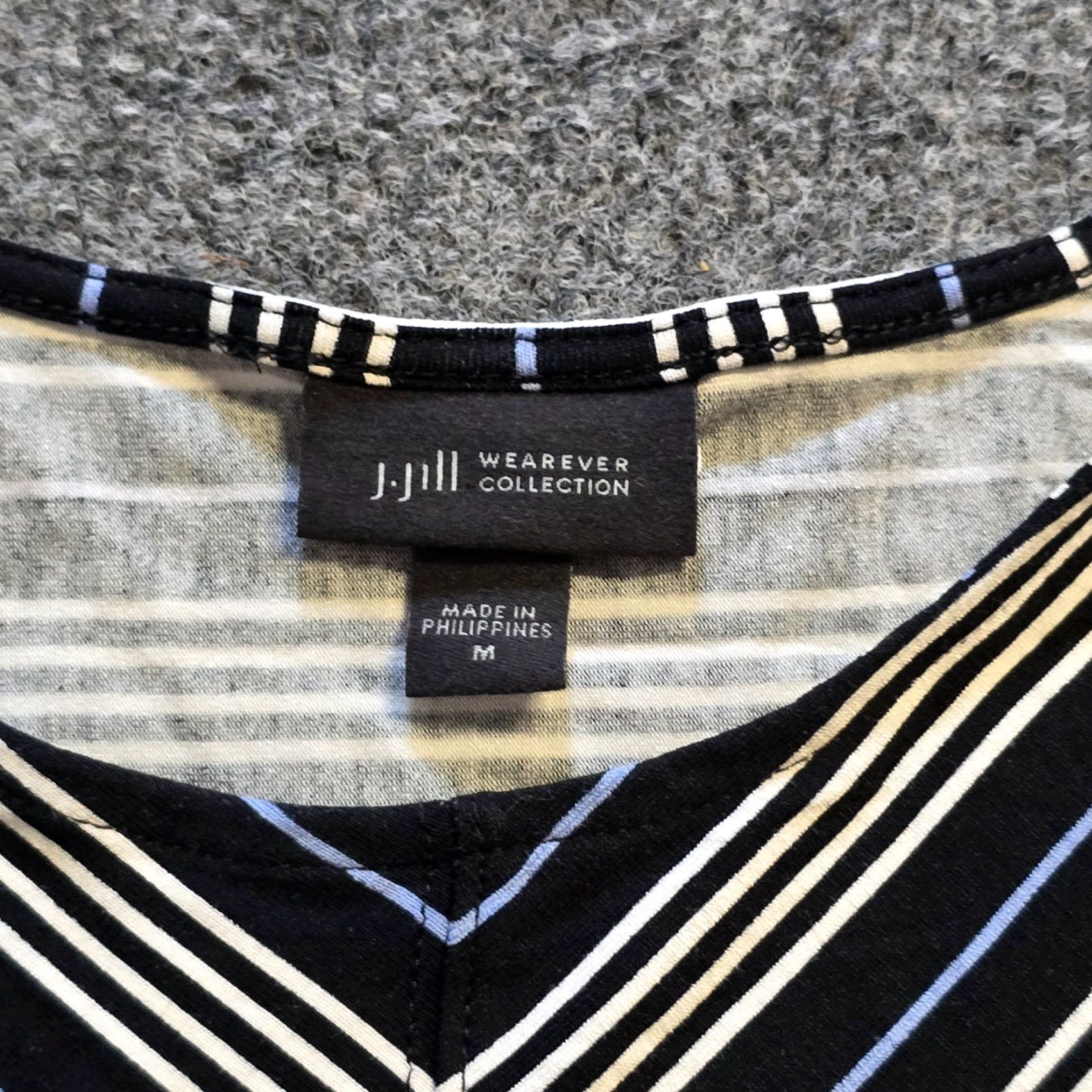 J. Jill J. Jill Top Womens Size Medium Black Stripe Boxy 3/4 Sleeves Stretchy Wearever Shirt Mens Womens Size M / US 6-8 / IT 42-44 - 3 Thumbnail