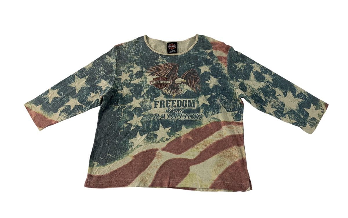 Harley Davidson × Vintage Harley Davidson Freedom Pride Tradition US Flag Printed Tee Size M / US 6-8 / IT 42-44 - 1 Thumbnail