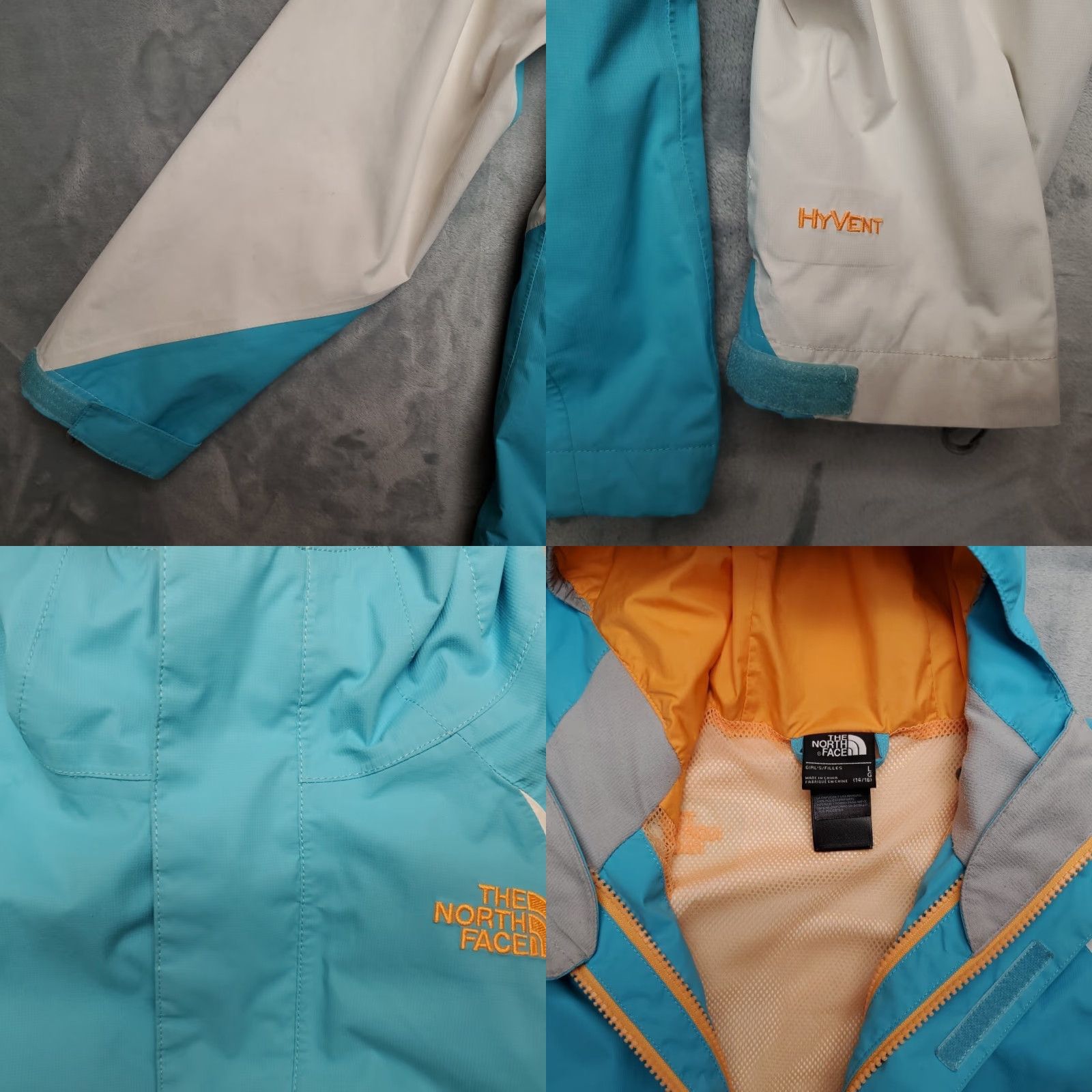 The North Face VINTAGE The North Face Windbreaker Jacket Girls M Turquoise HYVENT Hooded Nylon Shell Only Pink Nature Outdoor Cabin 90s Mens Women Boys Girls Size M / US 6-8 / IT 42-44 - 8 Thumbnail