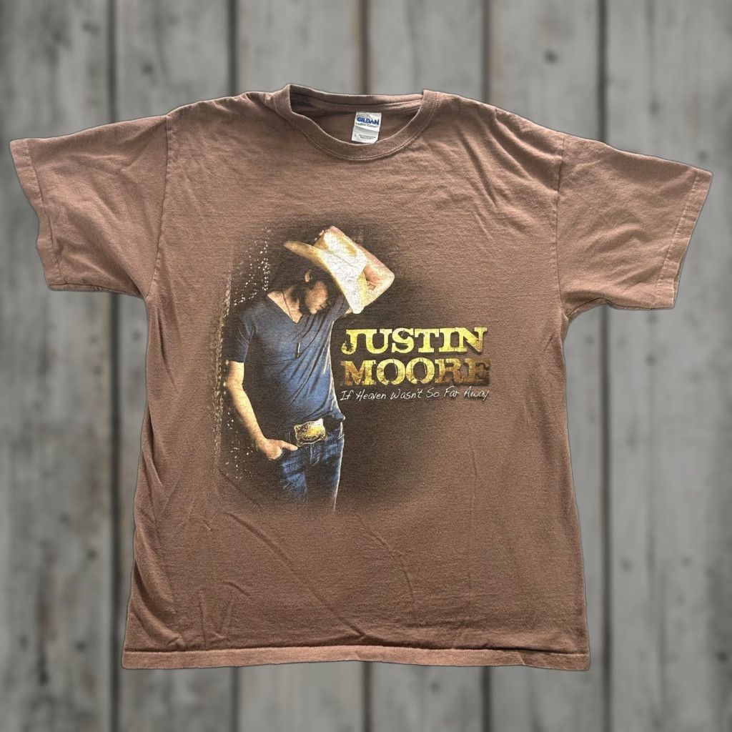Gildan Justin Moore Shirt Mens Large Brown Tour Country Tee Size US L / EU 52-54 / 3 - 1 Thumbnail