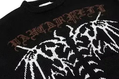 Aran Isles Knitwear × Hypebeast × Japanese Brand Distressed Gothic Skeleton Print Knitwear Size US L / EU 52-54 / 3 - 3 Thumbnail