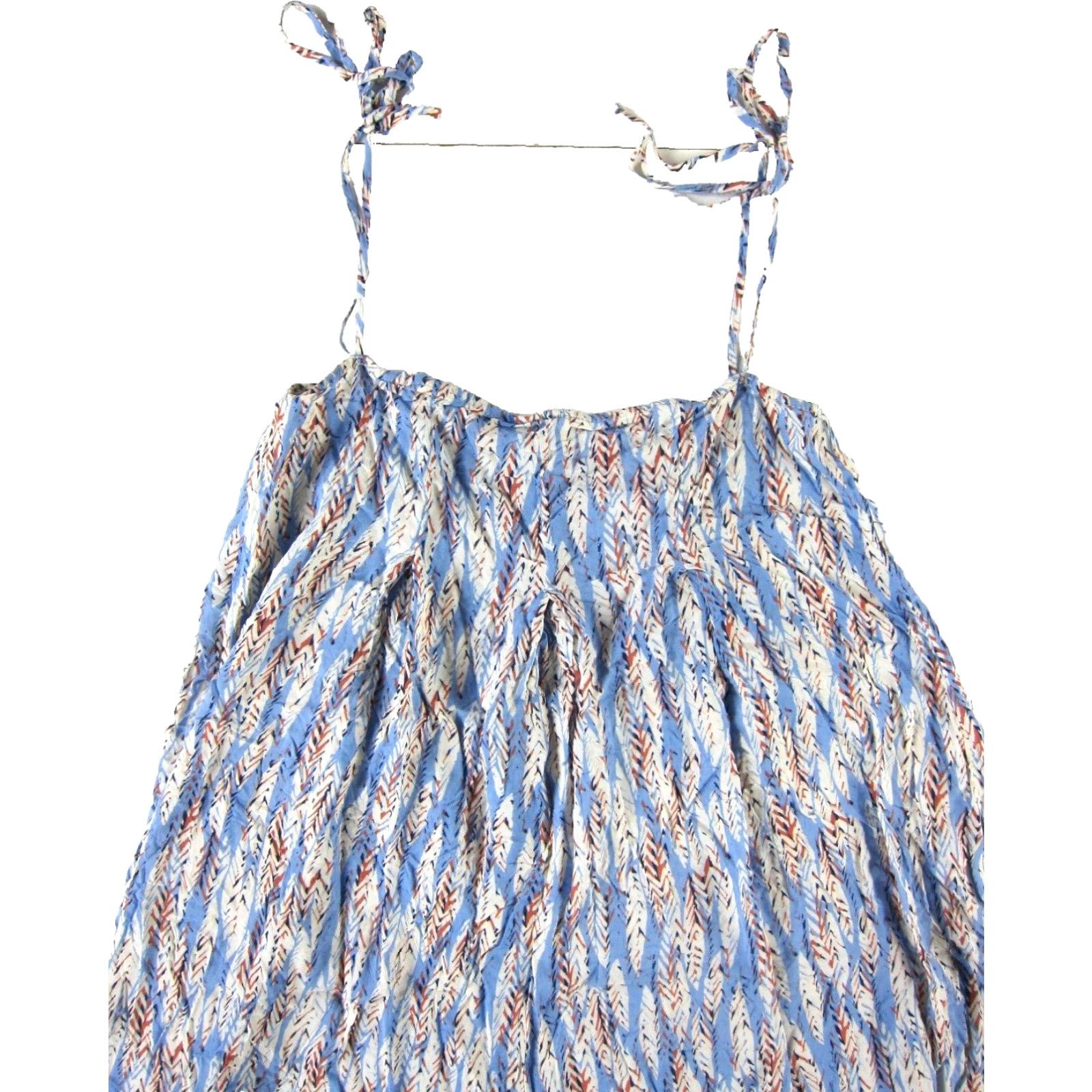 Vintage Style Rack Jumpsuit Shirt Women Small Blue Wide Leg Tie Strap 100% Rayon Two-Piece Set Shorts Tank Casual Geometric Pattern 60s Style Rack Womens Size 28" / US 6 / IT 42 - 4 Thumbnail