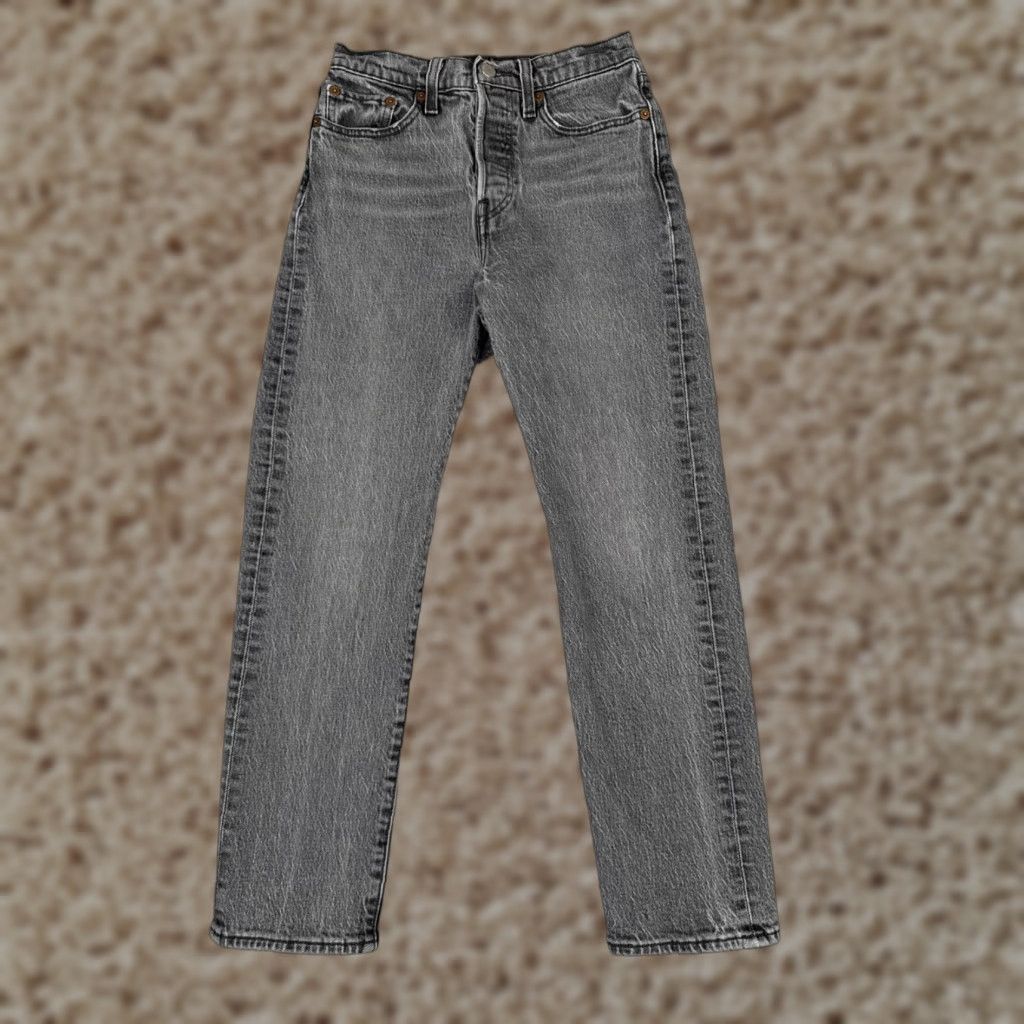 Levi's Levis Premium Jeans Womens 25 Black Denim Big E Wedgie Straight Mid Rise 24x25 Size 24" / US 00 / IT 34 - 1 Thumbnail