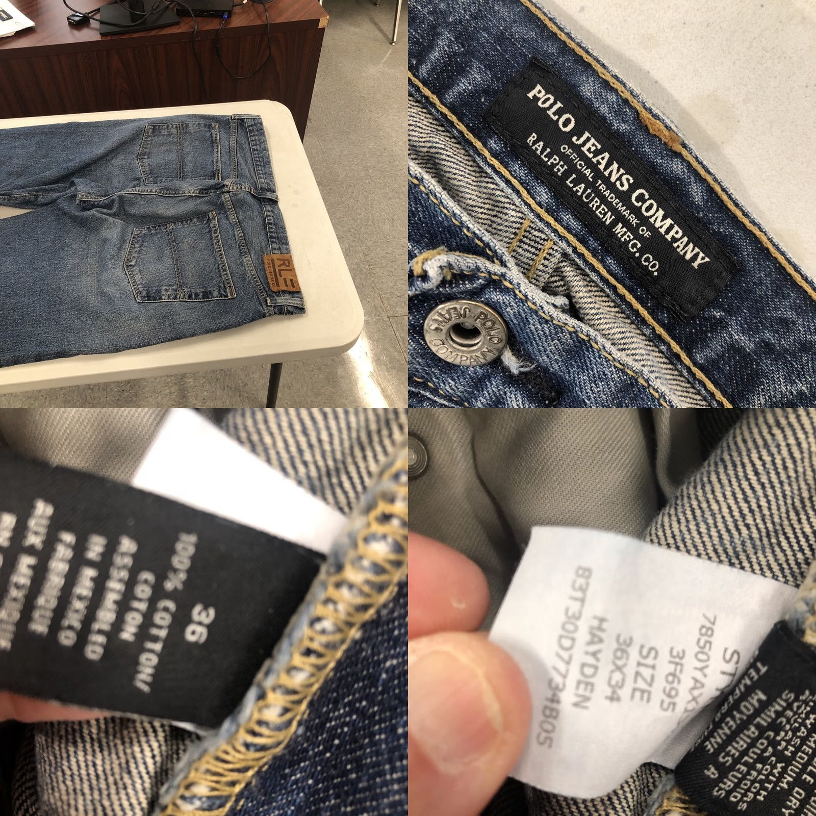 Polo Ralph Lauren VINTAGE Polo Ralph Lauren Hayden Jeans Mens 36x34 Relaxed Fit Straight Leg Blue Denim 90s Grunge Retro Polo Jeans Company Mens Jeans Size US M / EU 48-50 / 2 - 8 Thumbnail