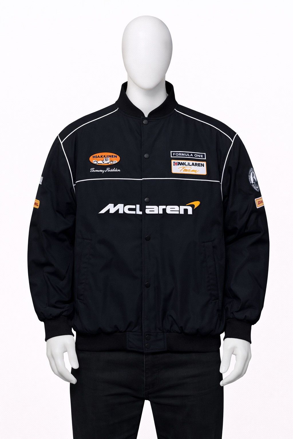 Malcolm McLaren Mclaren F1 Formula Racing Bomber Jacket Black Vintage Size US XL / EU 56 / 4 - 1 Thumbnail