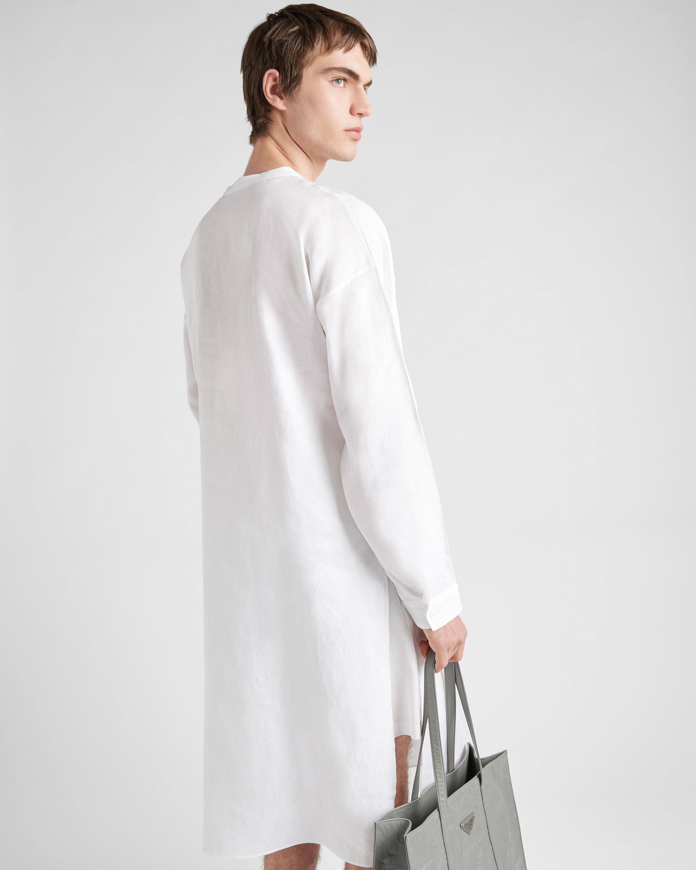 Prada oc11z0625 Linen Shirt in White Size US XL / EU 56 / 4 - 4 Thumbnail