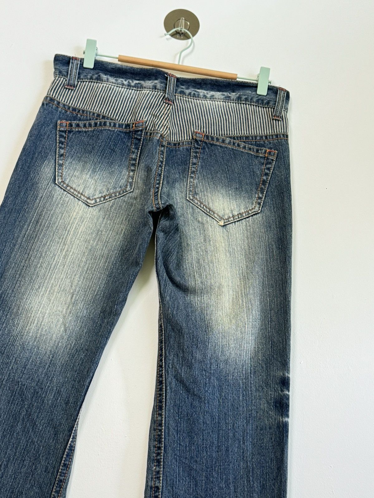 Hysteric Glamour × If Six Was Nine DISTRESSED PLAYCHESS STRIPED EMBROIDERY MUDDY WASH DENIM Size US 31 - 9 Thumbnail