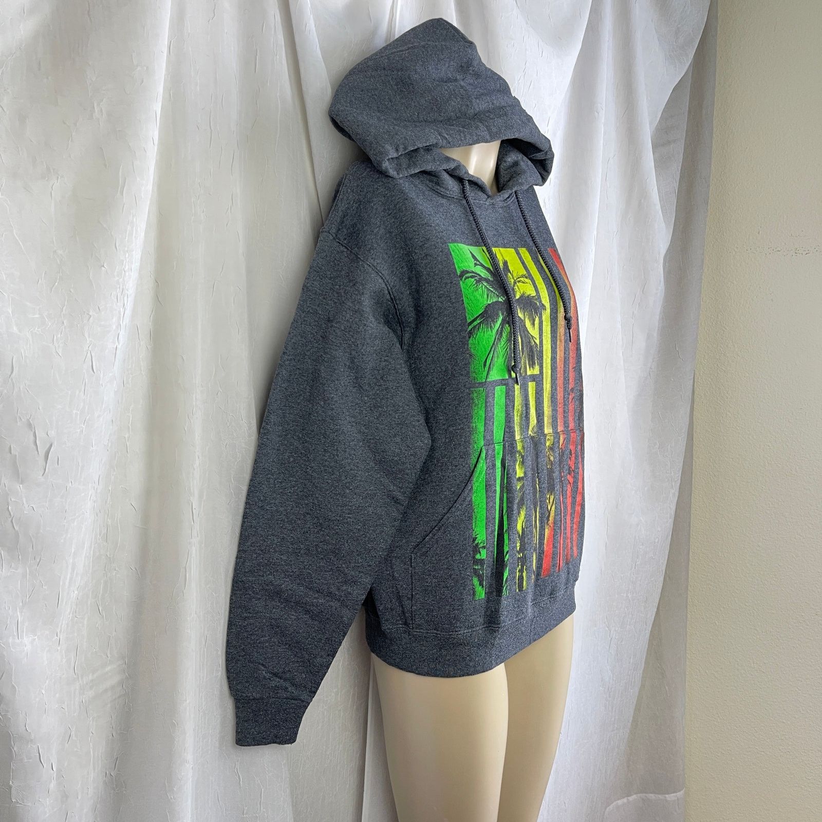 Tony Hawk Tony Hawk Gray Hoodie Sweatshirt Rasta Palm Trees Print S Size US S / EU 44-46 / 1 - 3 Thumbnail