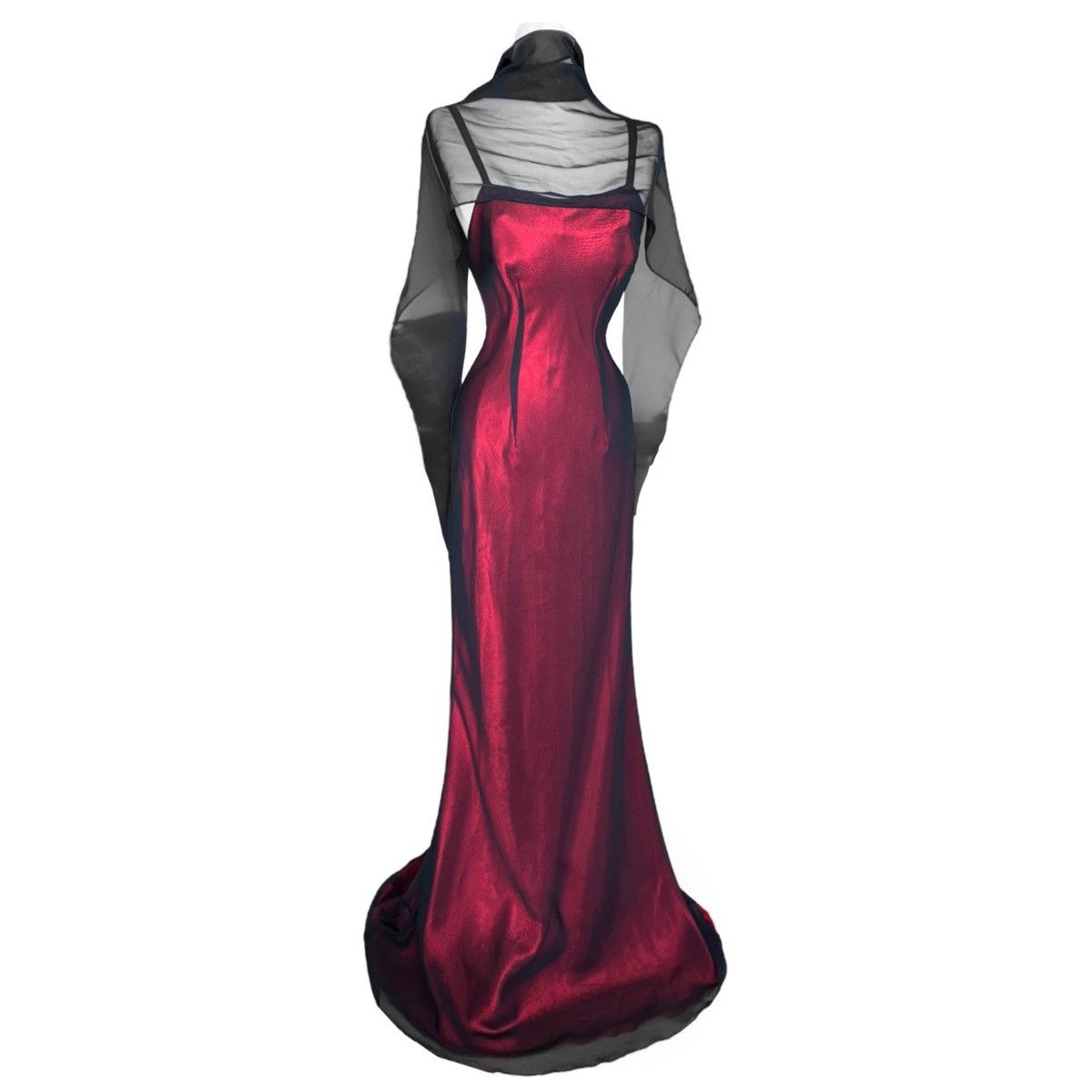 Vintage Breathtaking long red satin dress Size S / US 4 / IT 40 - 1 Thumbnail