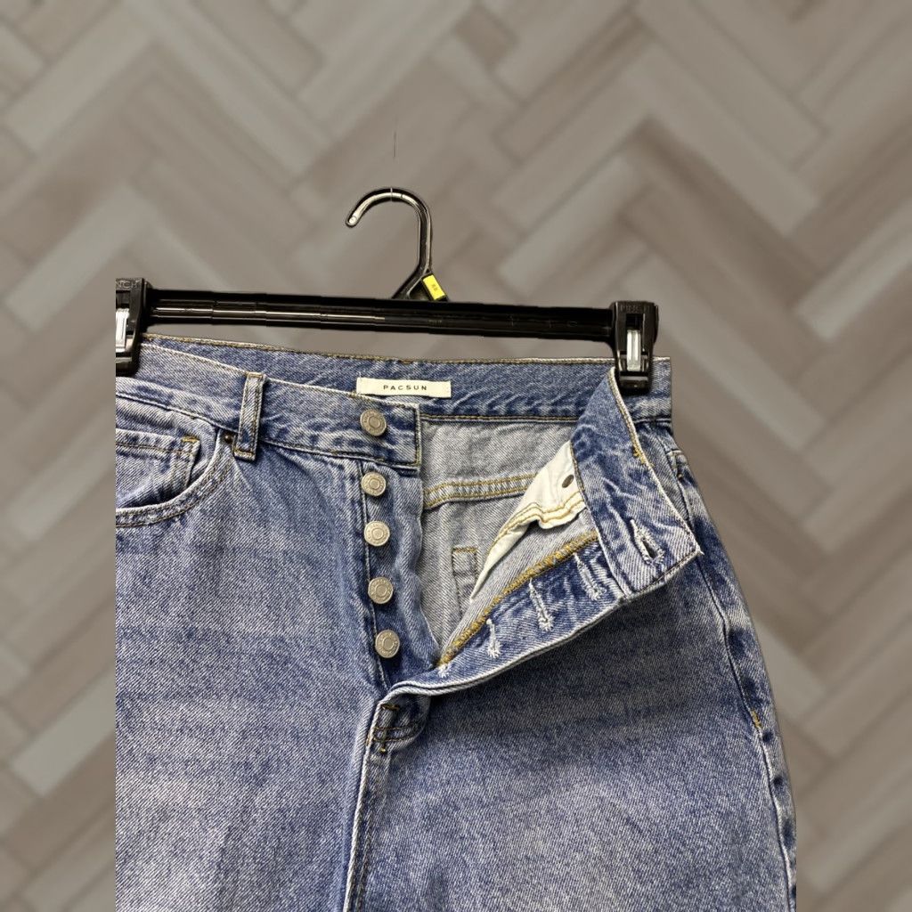 Pacsun PACSun High Rise Baggy Jeans Distressed Jeans 28x25 Blue Womens Jeans Wide-Leg 5-Pocket Distressed PacSun Jessie Size 28" / US 6 / IT 42 - 1 Thumbnail