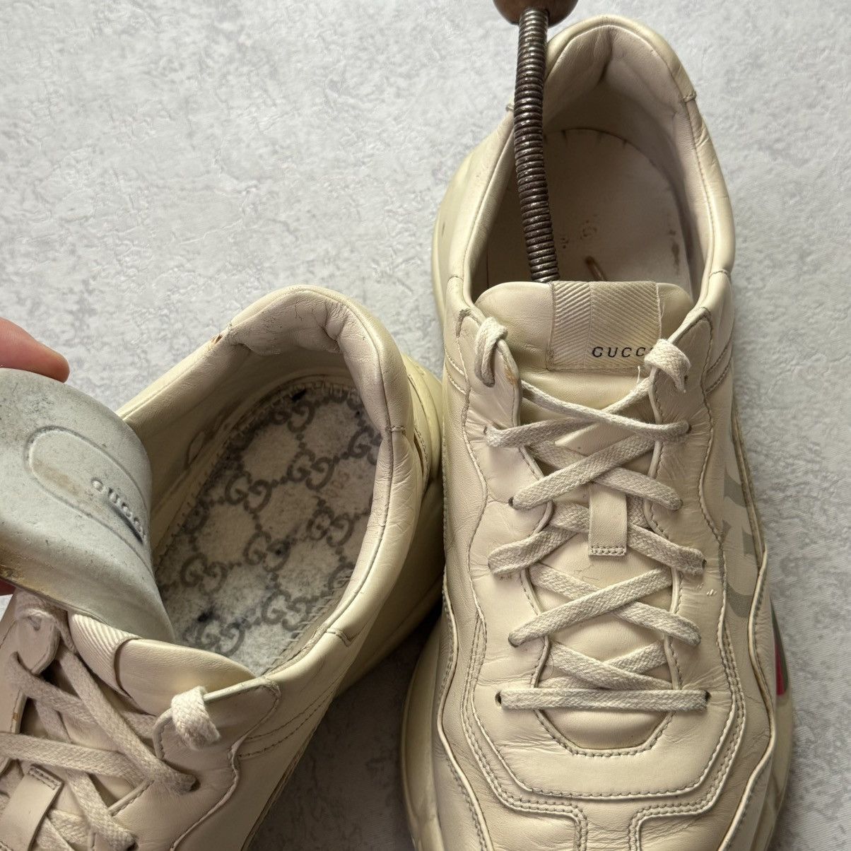 Gucci Gucci Rhyton Logo Leather Sneaker Size 12.5 Size US 12.5 / EU 45-46 - 20 Thumbnail