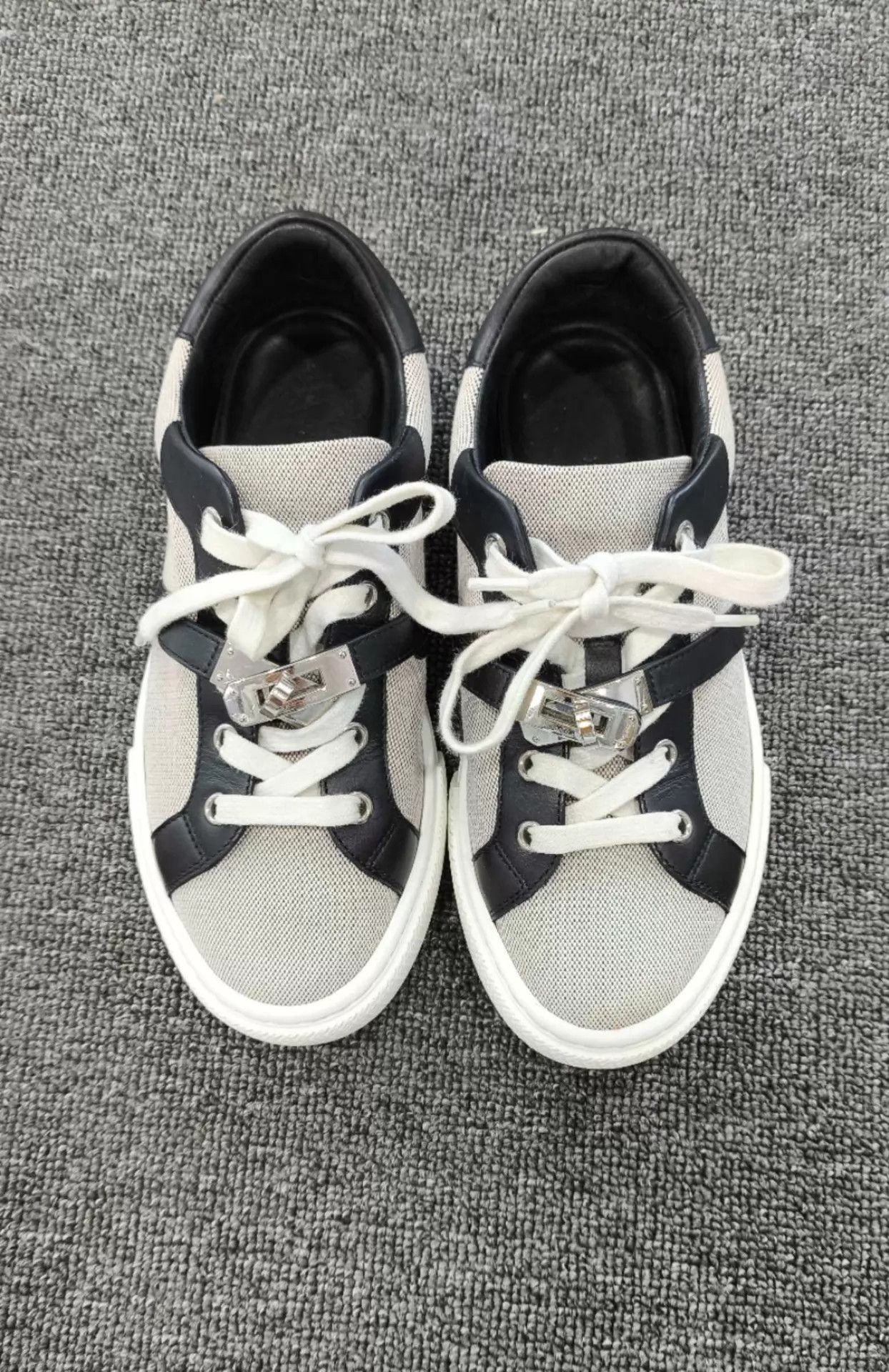 Hermes HERMES Kelly Buckle Panda 2T Canvas Sneaker 98 35 Size US 4.5 / IT 34.5 - 2 Thumbnail