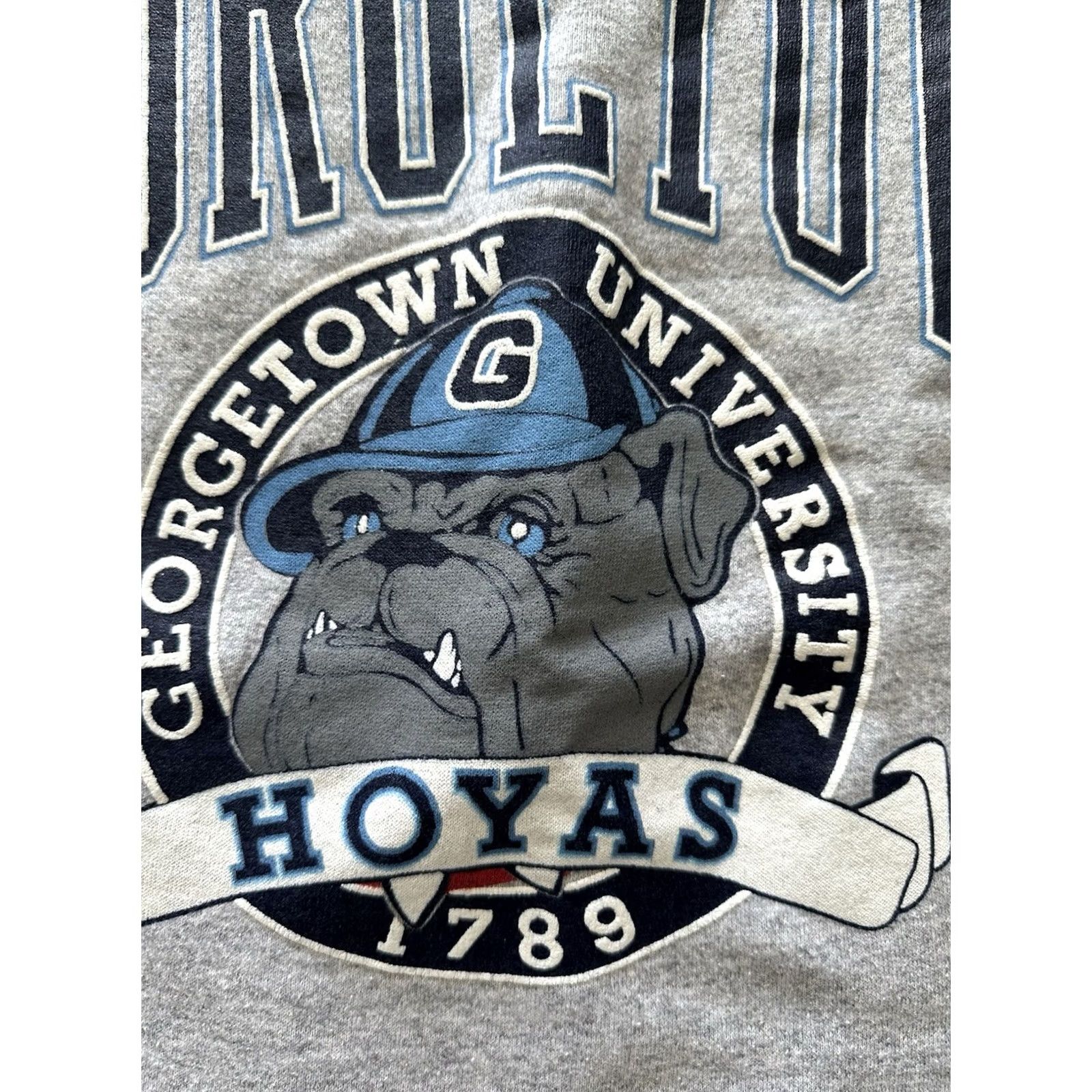 Vintage VINTAGE 80s Galt Sand University of Georgetown Hoyas Sweatshirt Shirt L Gray Mens 90s pullover Very RARE Size US L / EU 52-54 / 3 - 3 Thumbnail