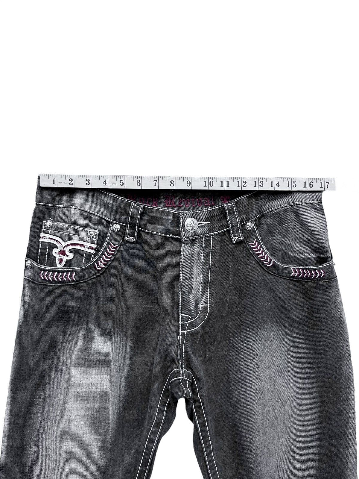 Rock Revival ROCK REVIVAL BLEACH WASH FLEUR-DE-LIS JEANS C.HEARTS STYLE Size US 33 - 16 Thumbnail