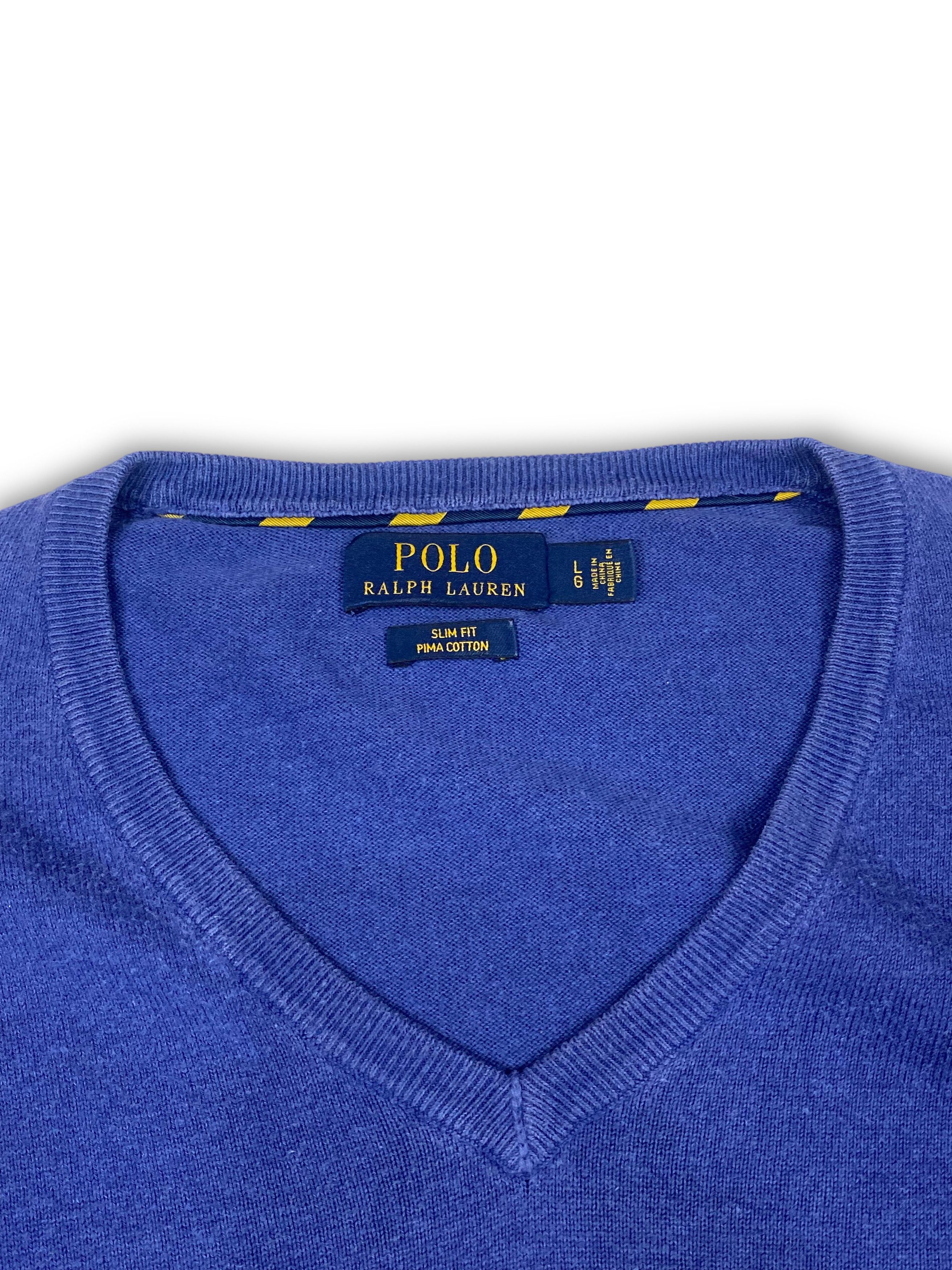 Polo Ralph Lauren Vintage RALPH LAUREN Blue V-Neck Sweatshirt M549 Size US L / EU 52-54 / 3 - 5 Thumbnail