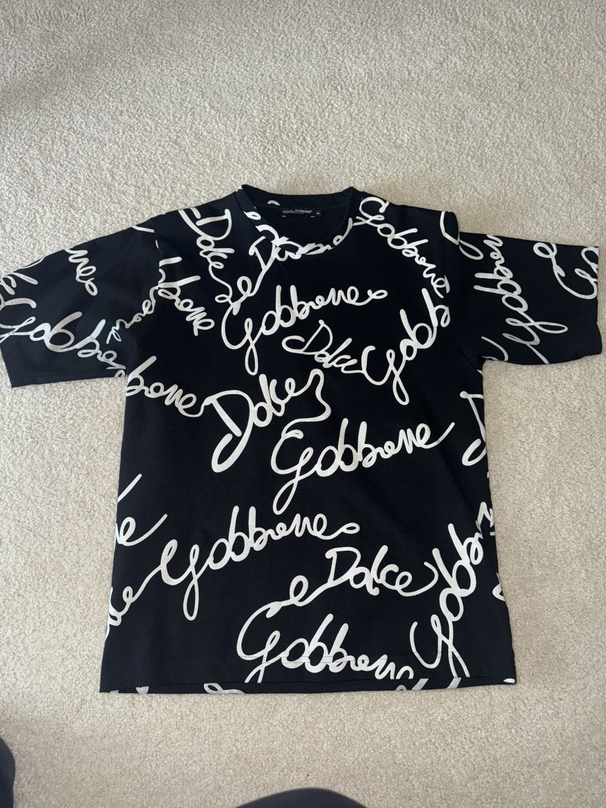 Dolce & Gabbana D&G JERSEY T-SHIRT WITH EMBOSSED MONOGRAM PRINT Size US S / EU 44-46 / 1 - 1 Thumbnail