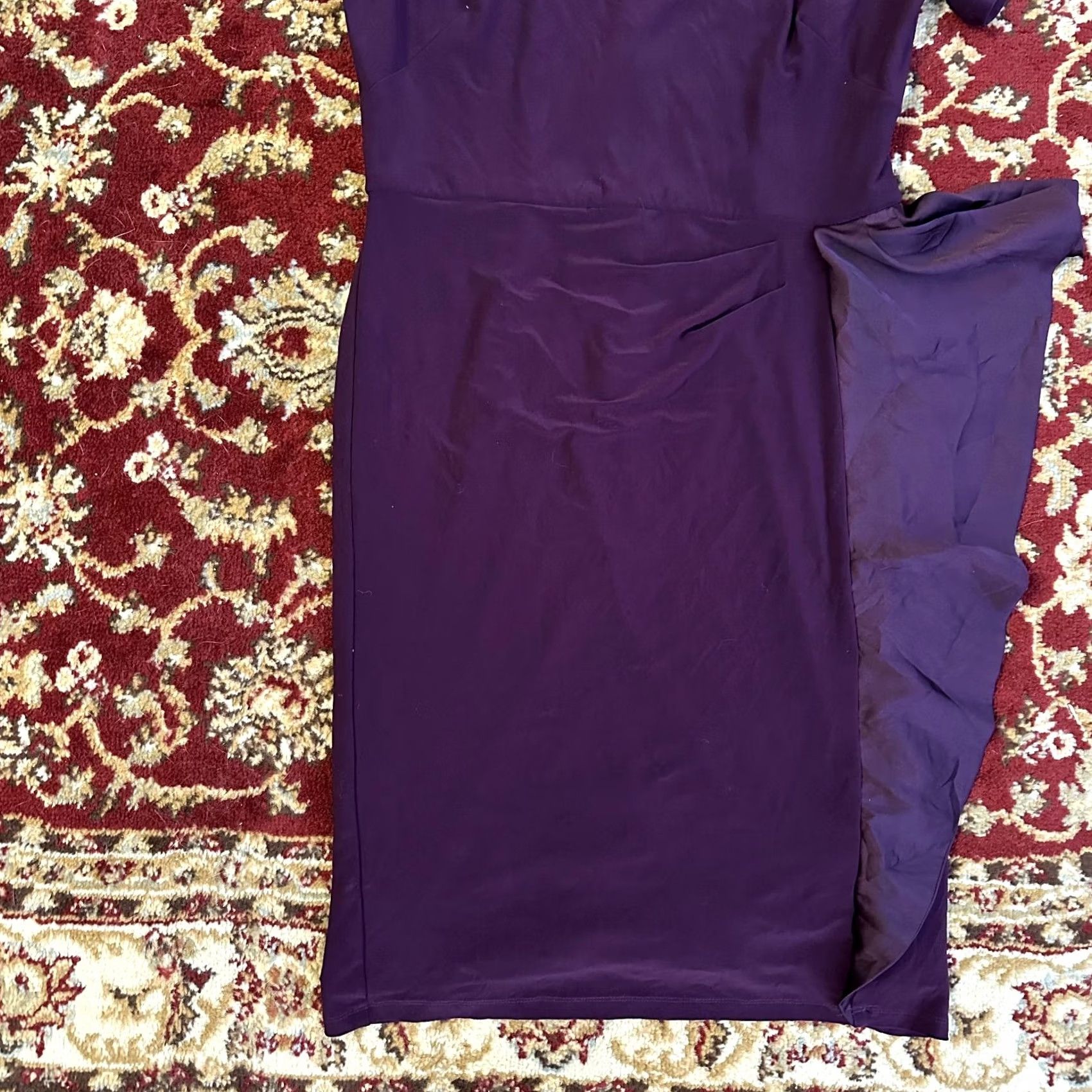 Ralph Lauren Lauren Ralph Lauren Dress Womens 8 Dark Purple Short Sleeve Polyester Size 30" / US 8 / IT 44 - 6 Thumbnail
