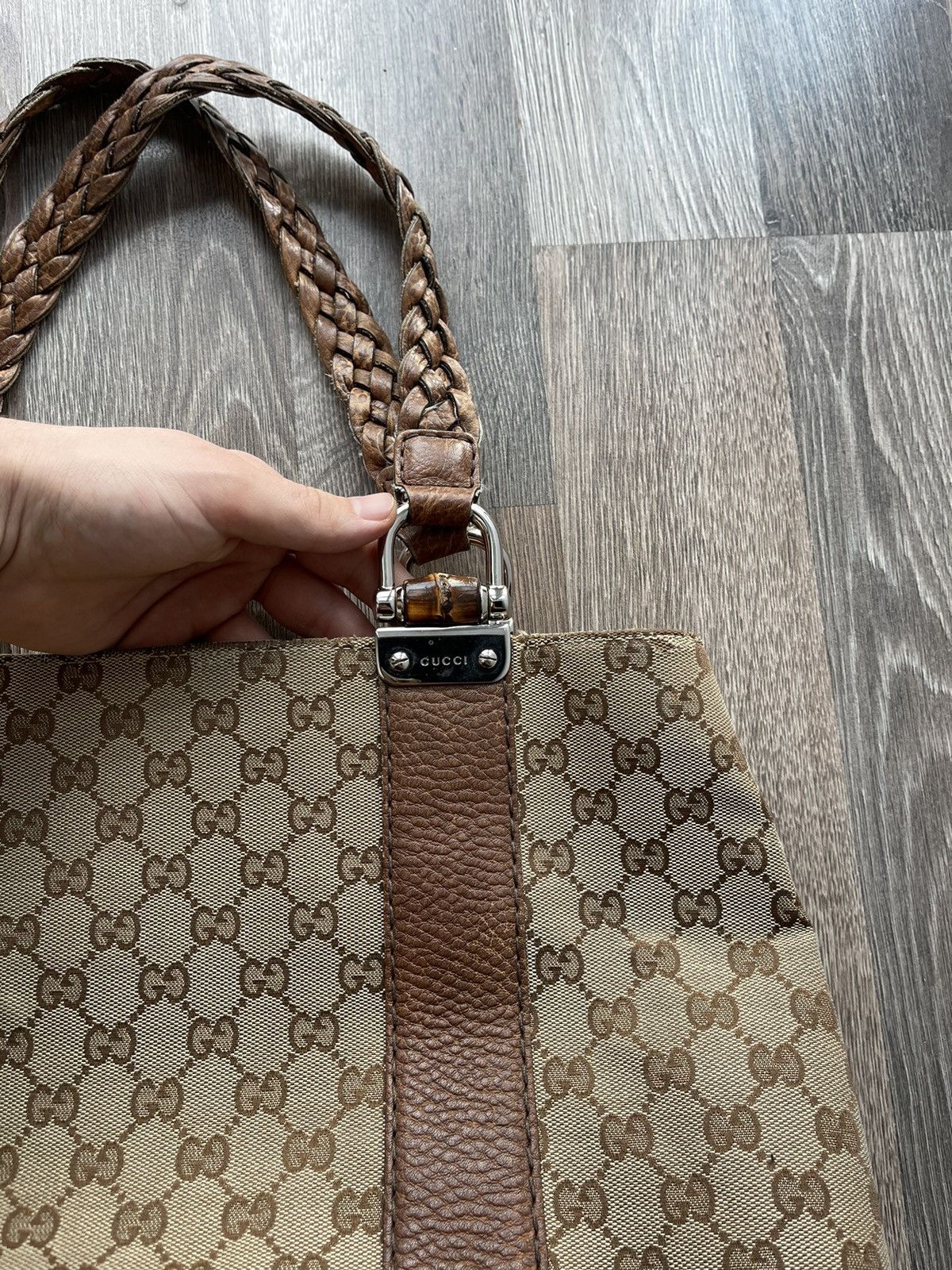Gucci ❤️Gucci Brown Canvas vintage monogram leather bag women Size ONE SIZE - 2 Thumbnail