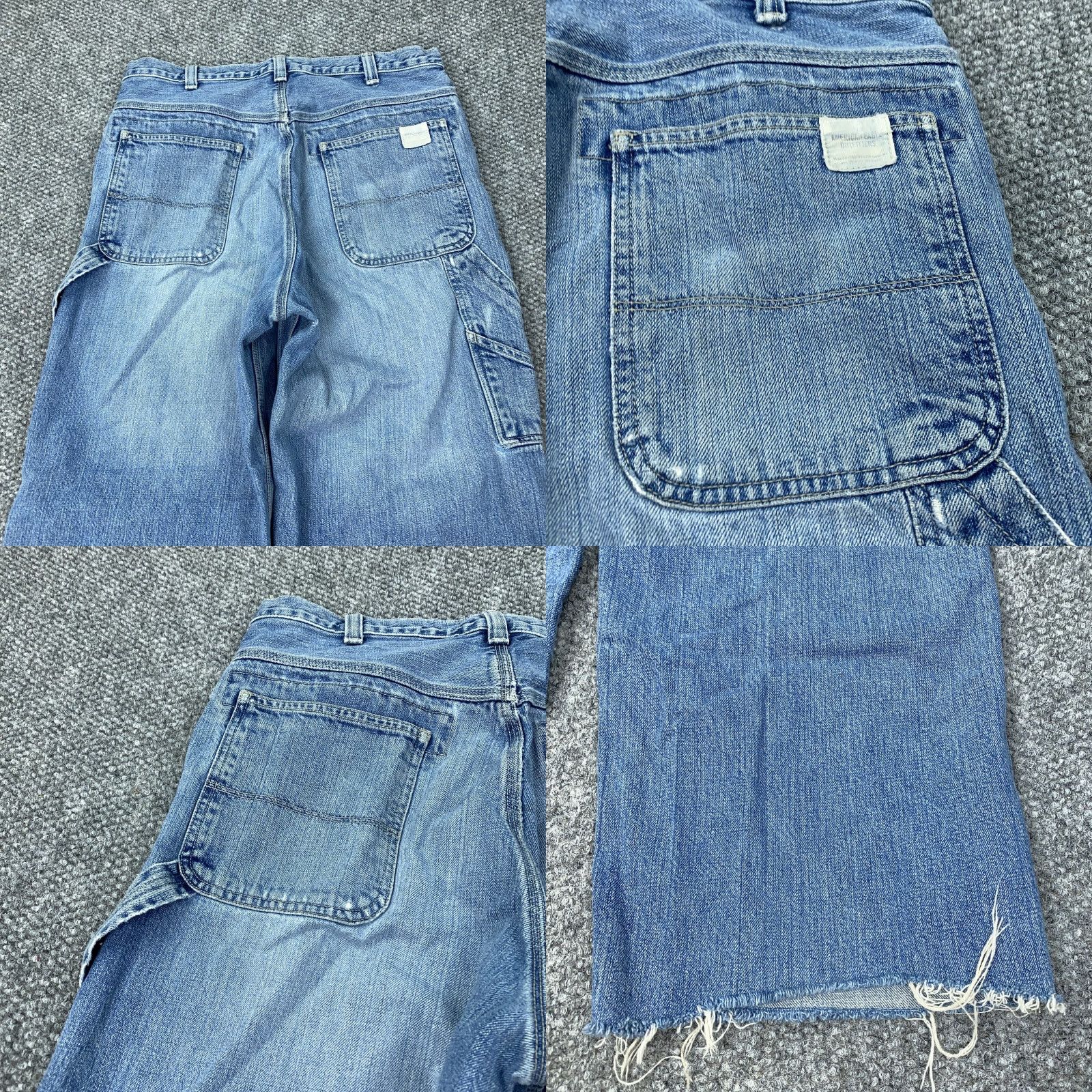 Vintage VINTAGE American Eagle Jeans Mens 32x28 Carpenter Baggy Frayed Hem 90s Y2K Blue Denim Straight Size US 32 / EU 48 - 10 Thumbnail