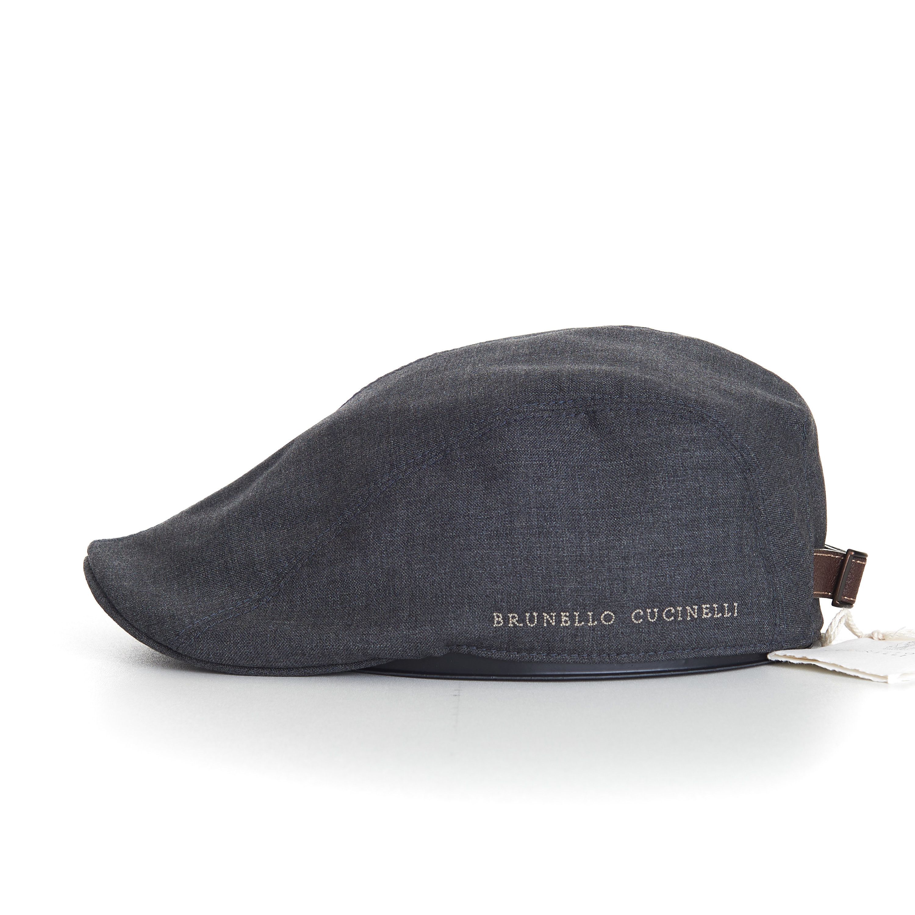 Brunello Cucinelli Flat Cap In Fresco Virgin Wool & Logo Embroidery Size M Size ONE SIZE - 1 Thumbnail