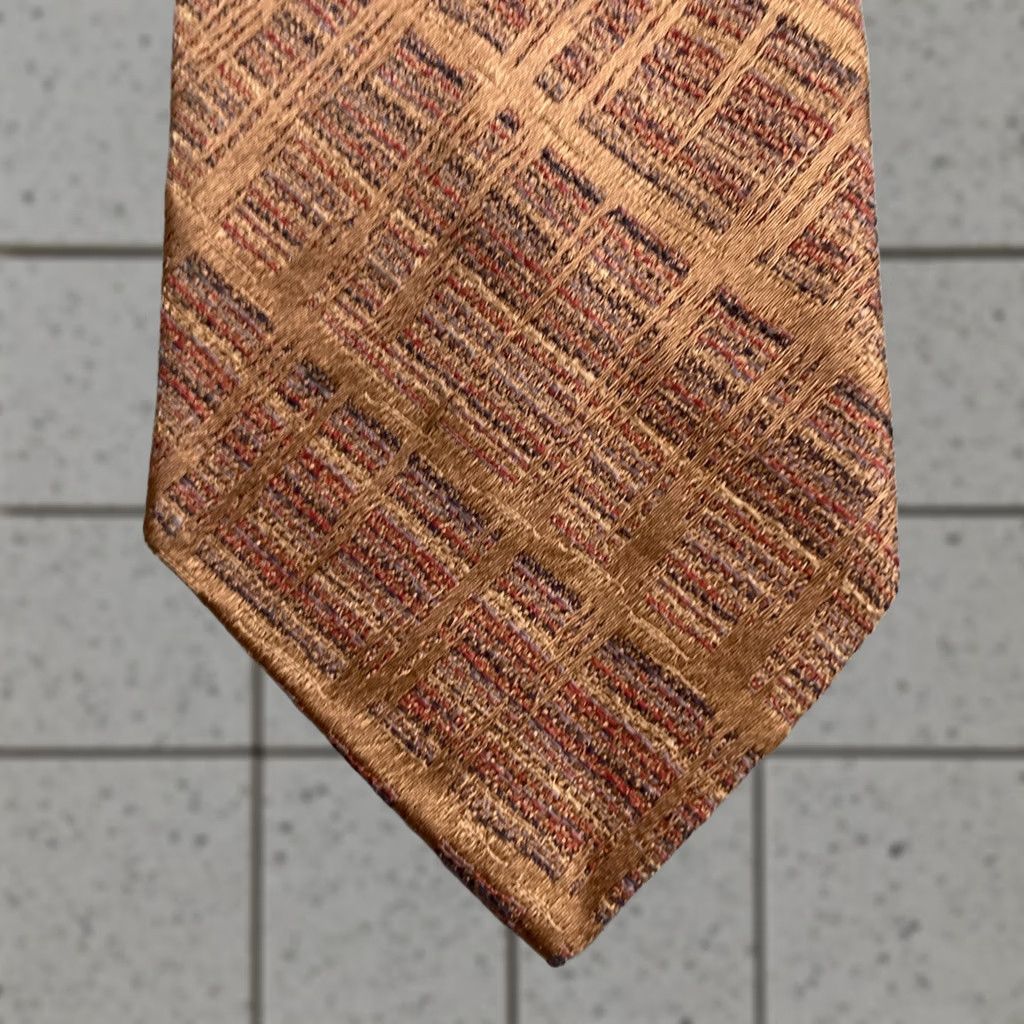MCM VINTAGE Rhodia Necktie Italian Woven Tie Geometric Plaid Brown Red Blue 3x48" Mens Tie Size ONE SIZE - 1 Thumbnail