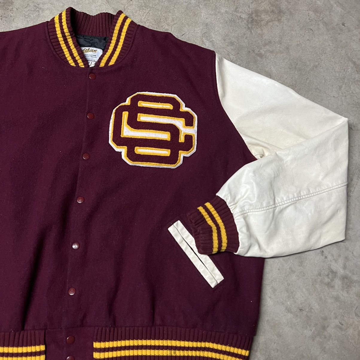 Vintage Vintage 80’s USC 🇺🇸 Leather-Sleeve Varsity Letterman Jacket Size US XXL / EU 58 / 5 - 1 Thumbnail