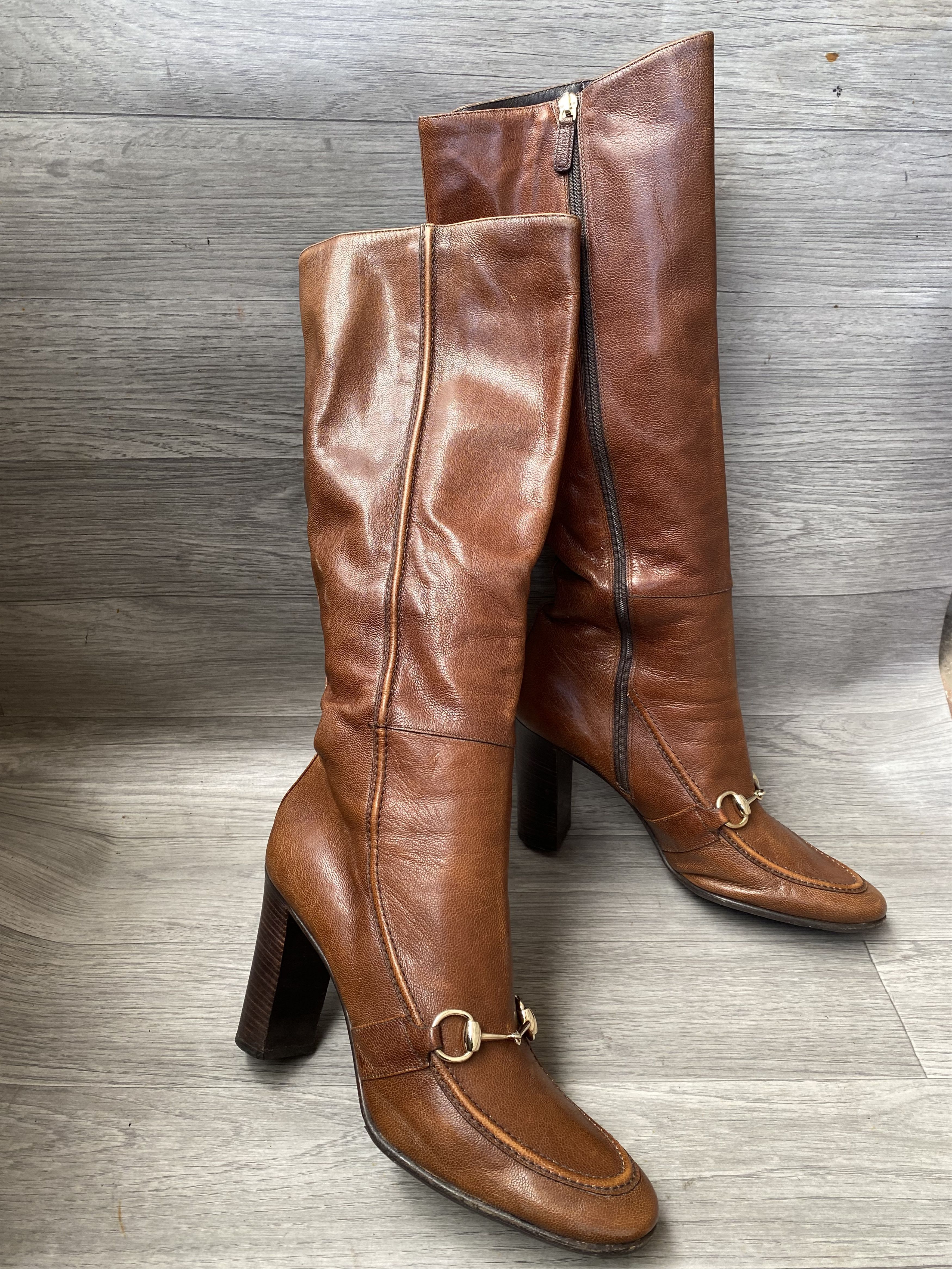 Gucci Gucci horsebit leather brown grain boots sz 39.5 Size US 9.5 / IT 39.5 - 1 Thumbnail