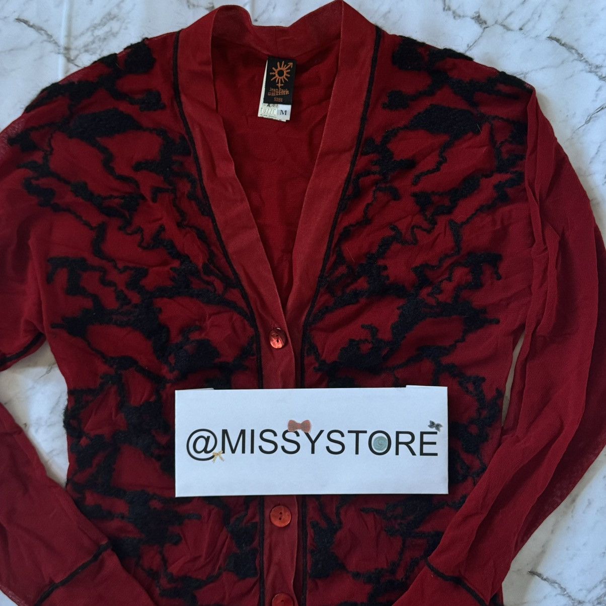 Jean Paul Gaultier Jean Paul Gaultier JPG Soleil Red Cardigan Vintage Mesh Top Size M / US 6-8 / IT 42-44 - 10 Thumbnail