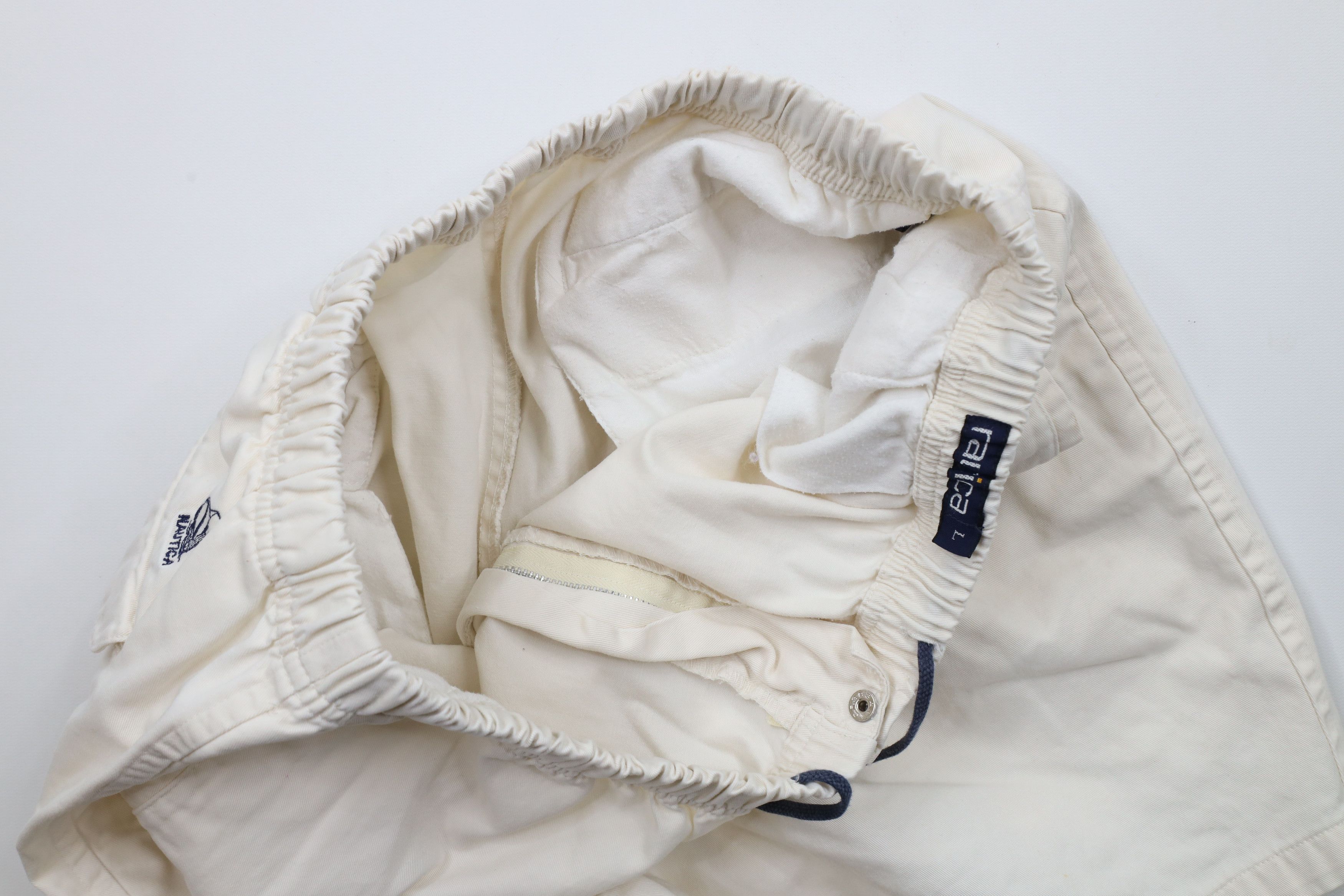 Nautica × Vintage Vintage 90s Nautica Spell Out Above Knee Shorts Cream Size US 34 / EU 50 - 8 Thumbnail