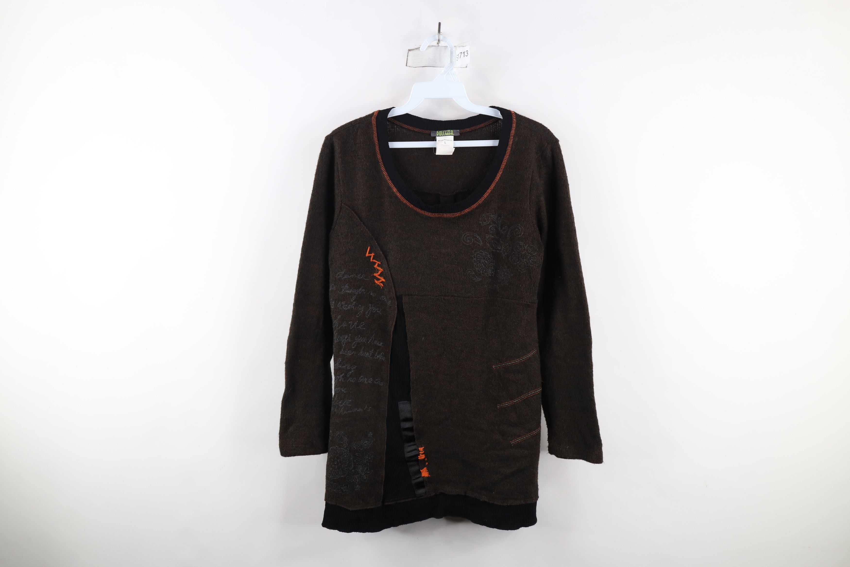 Vintage Vintage 90s Streetwear Patchwork Art Flower Tunic Sweater Size L / US 10 / IT 46 - 1 Thumbnail