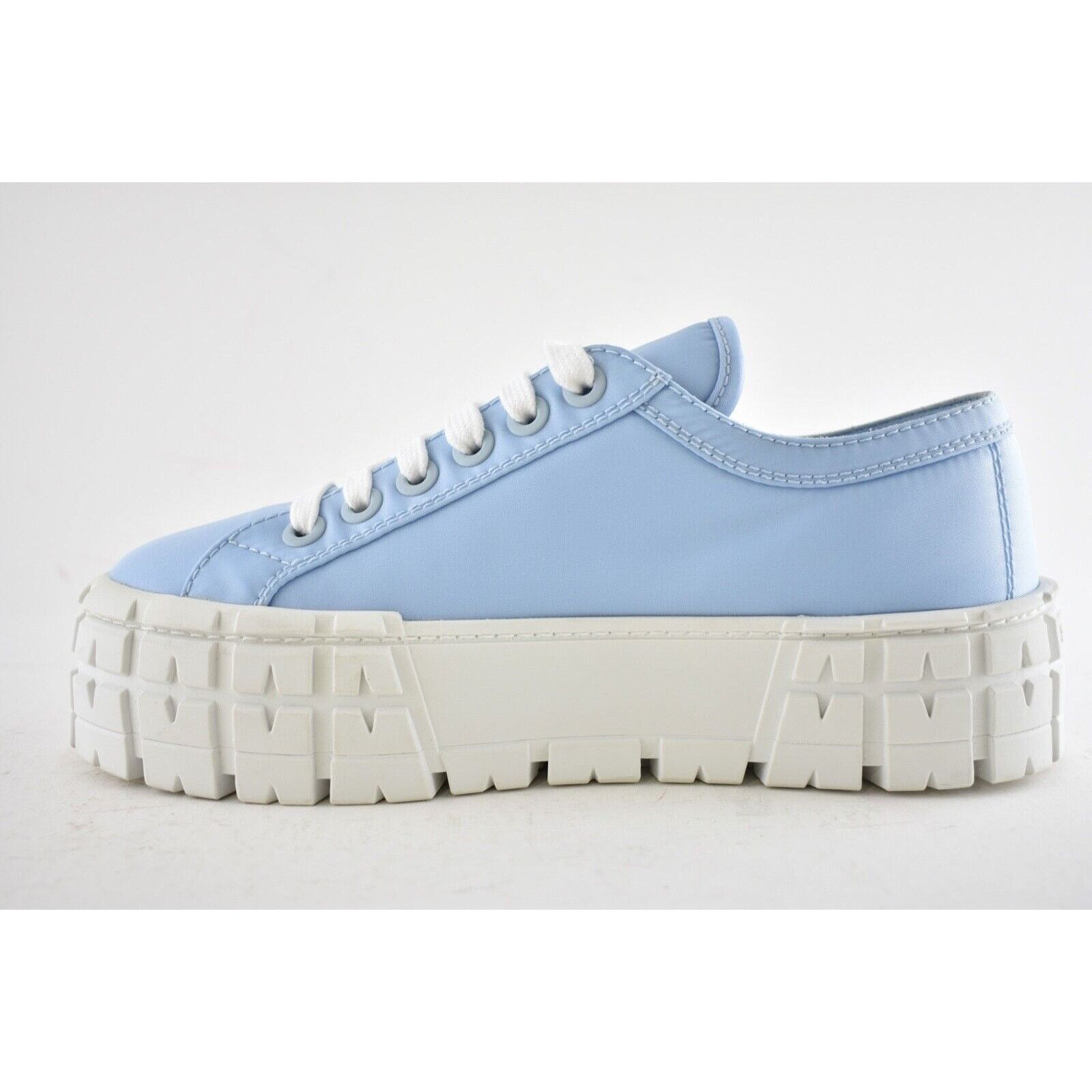 Prada Prada Cielo Blue Nylon White Platform Low Top Sneaker 37.5 Size US 7.5 / IT 37.5 - 9 Thumbnail