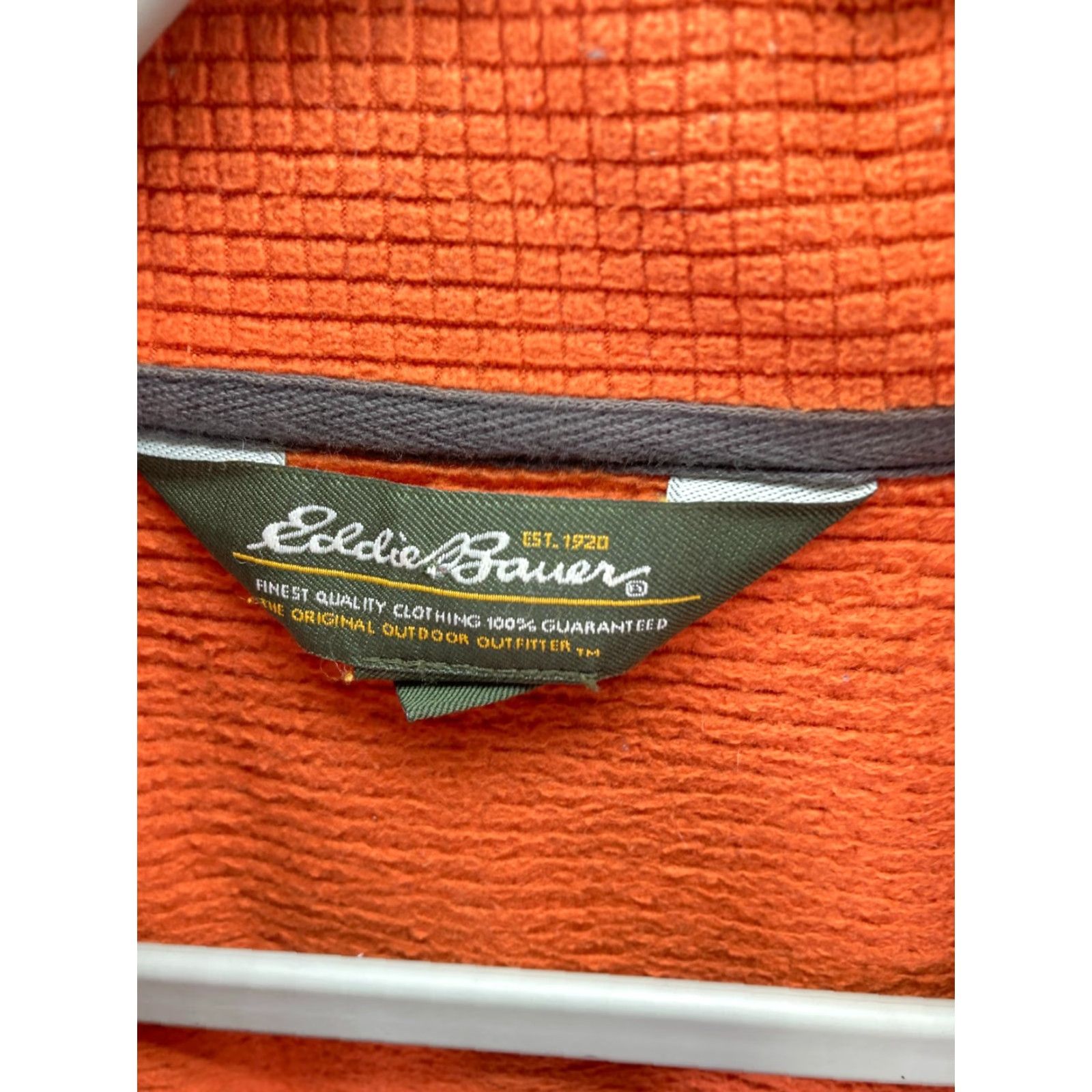 Eddie Bauer Eddie Bauer Sweater Mens L Orange Waffle Grid 1/4 Zip Outdoor Logo Pullover Size US L / EU 52-54 / 3 - 7 Thumbnail