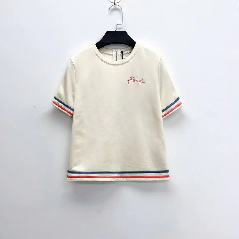 Fendi Fendi White Cotton Embroidered Short Sleeve T-Shirt 0089 Size XS / US 0-2 / IT 36-38 - 1 Thumbnail