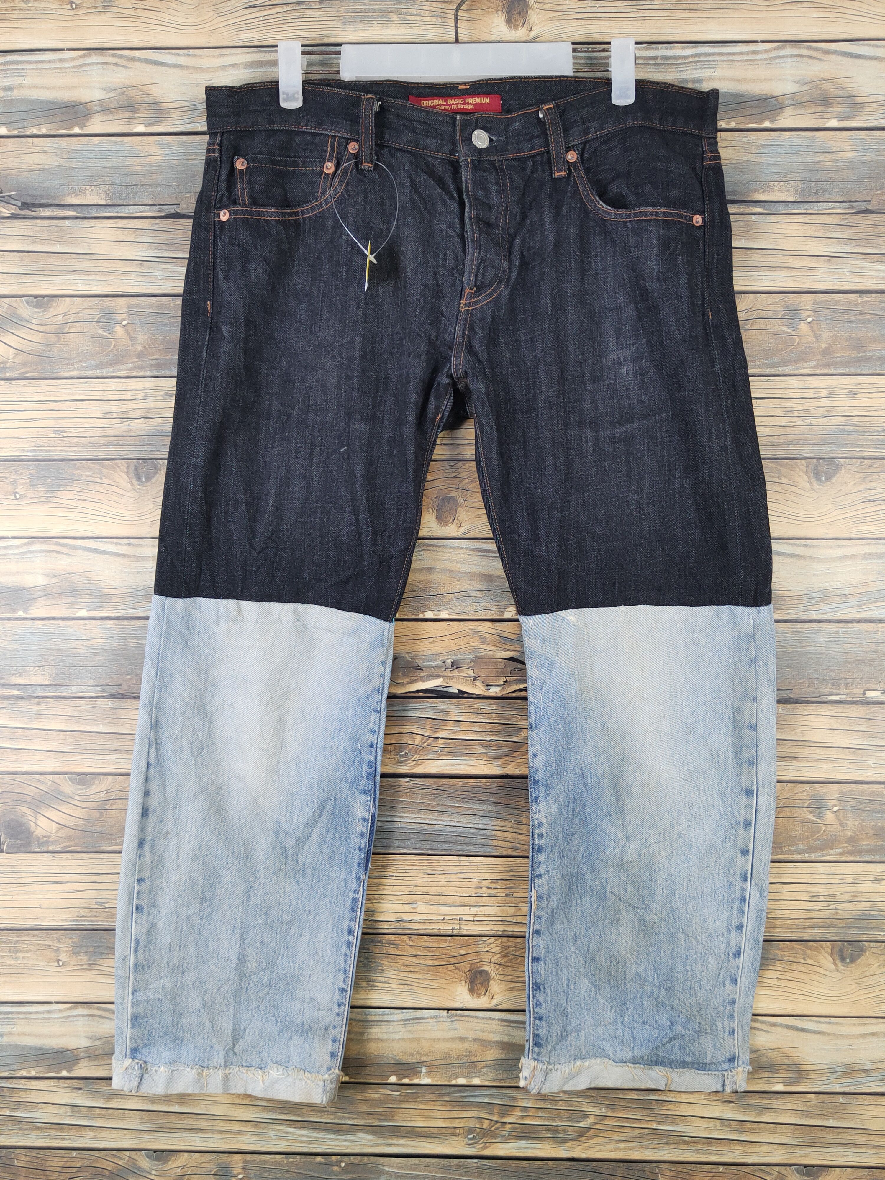 Japanese Brand Uniqlo japan patchwork Distressed Ripped denim Jeans #W1970 Size US 35 - 1 Thumbnail
