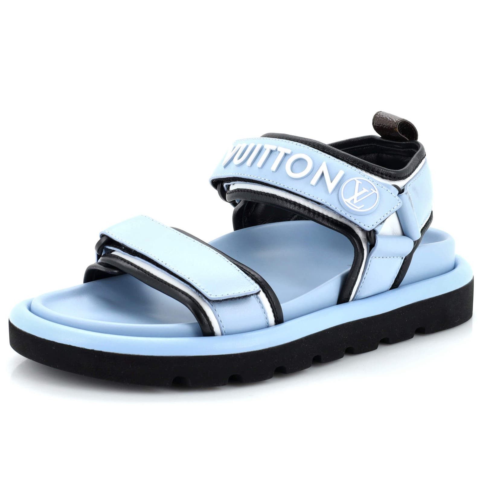 image of Louis Vuitton Women's Pool Pillow Flat Comfort Sandals Leather None in Blue (Size 6)