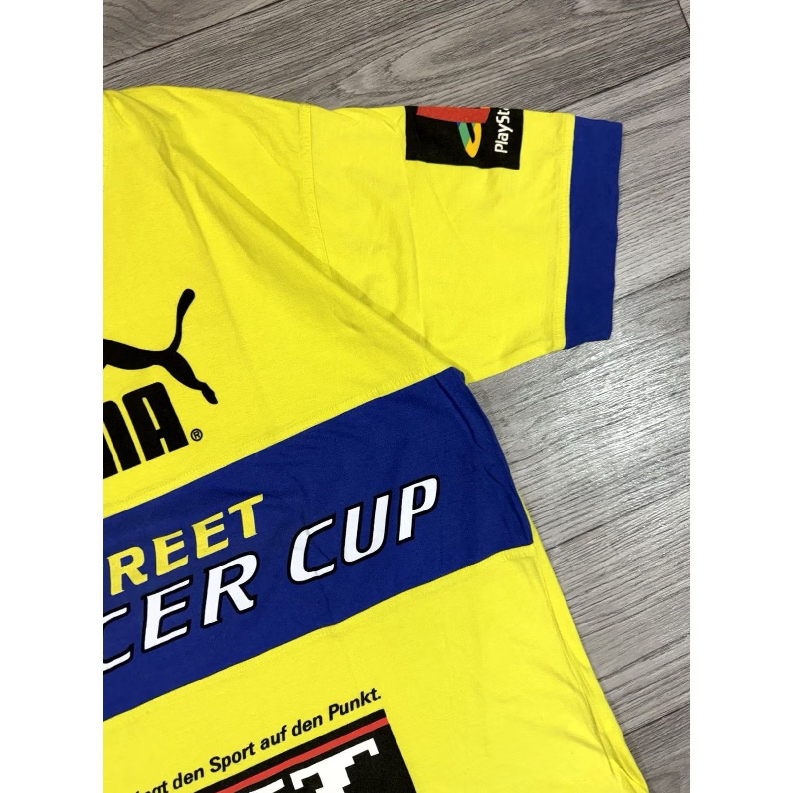 Puma VINTAGE Puma Street Soccer Cup PlayStation Snickers T-shirt V-Neck L Mens Yellow 90s Short Sleeve Cotton Shirt Size US L / EU 52-54 / 3 - 6 Thumbnail