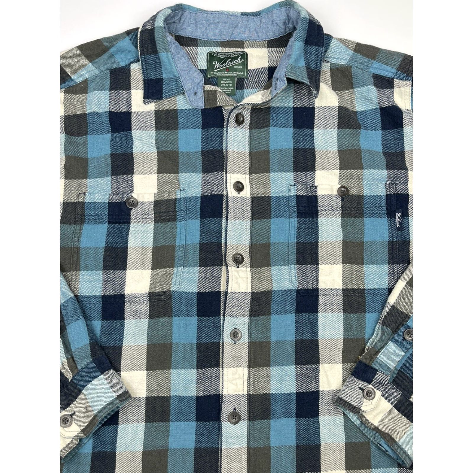 Vintage Woolrich Mens Flannel Shirt Heavyweight Long Sleeve Blue Buffalo Plaid Size 2XL Outdoor Hiking Size US XXL / EU 58 / 5 - 2 Thumbnail