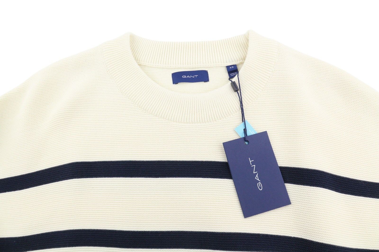 Gant BRETON STRIPE C-NECK XS Cream Tight-Knit Stretch 88112 Size XS / US 0-2 / IT 36-38 - 5 Thumbnail