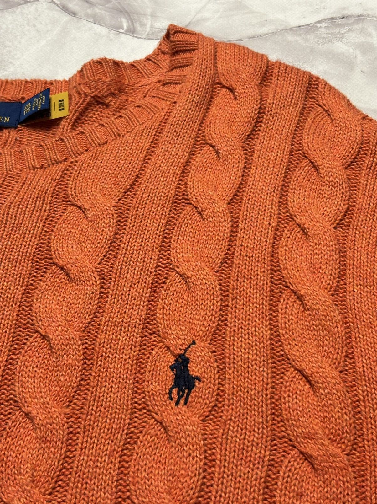 Polo Ralph Lauren Polo Ralph Lauren Cable-Knit Cotton Sweater Orange Mens 2XL Size US XXL / EU 58 / 5 - 4 Thumbnail