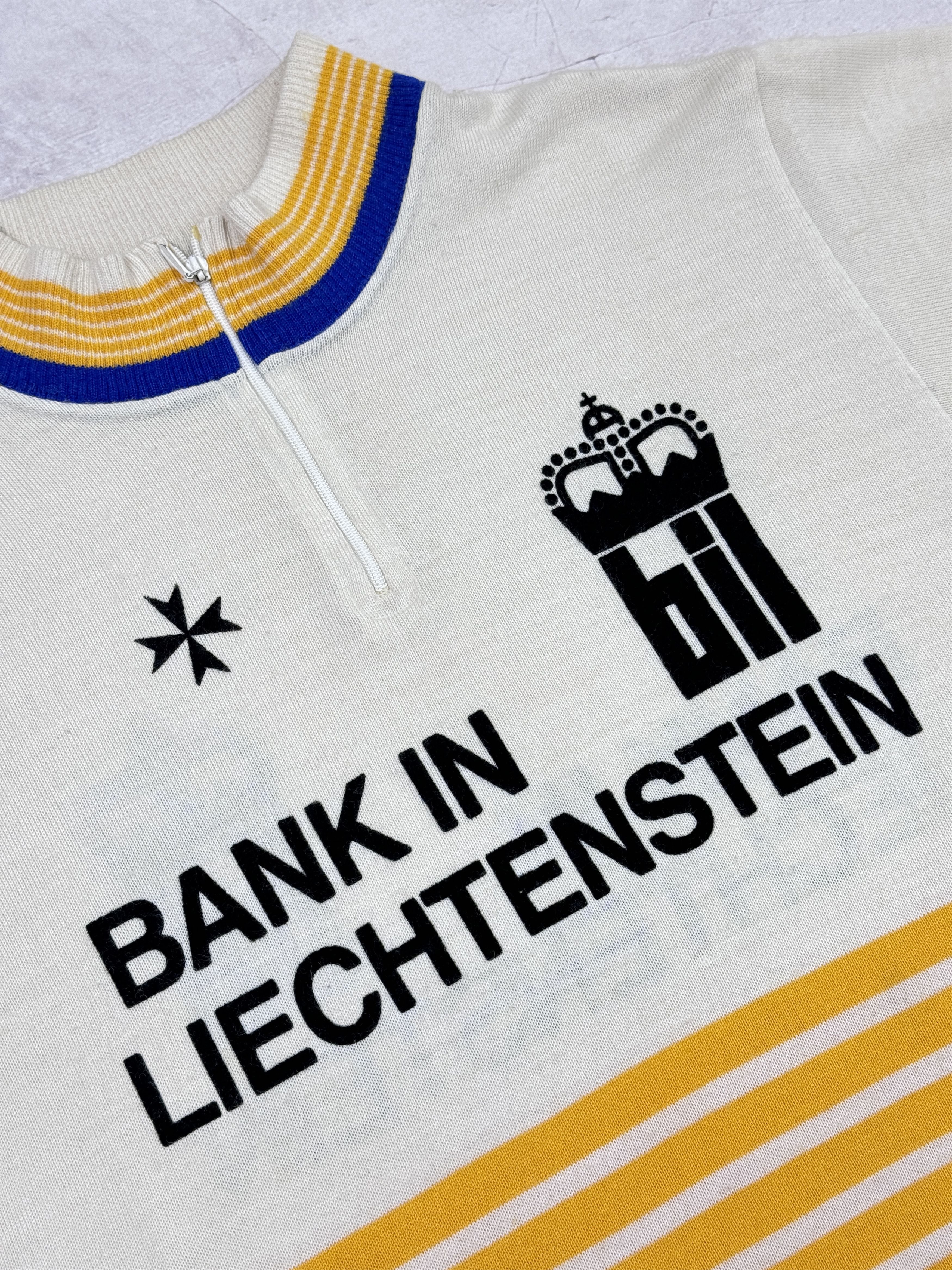 Vintage 70s Bank in Liechtenstein Cycling Jersey by Befa Sport Size US M / EU 48-50 / 2 - 9 Thumbnail