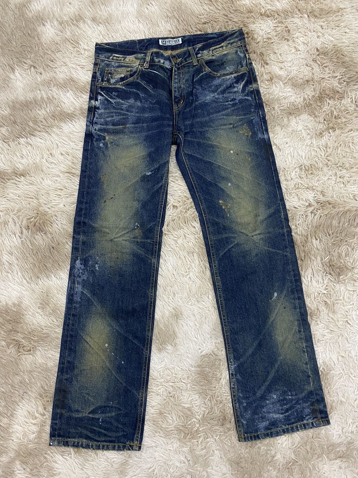 image of By H x Distressed Denim h By Figer Wash Denim in Navy, Men's (Size 32)