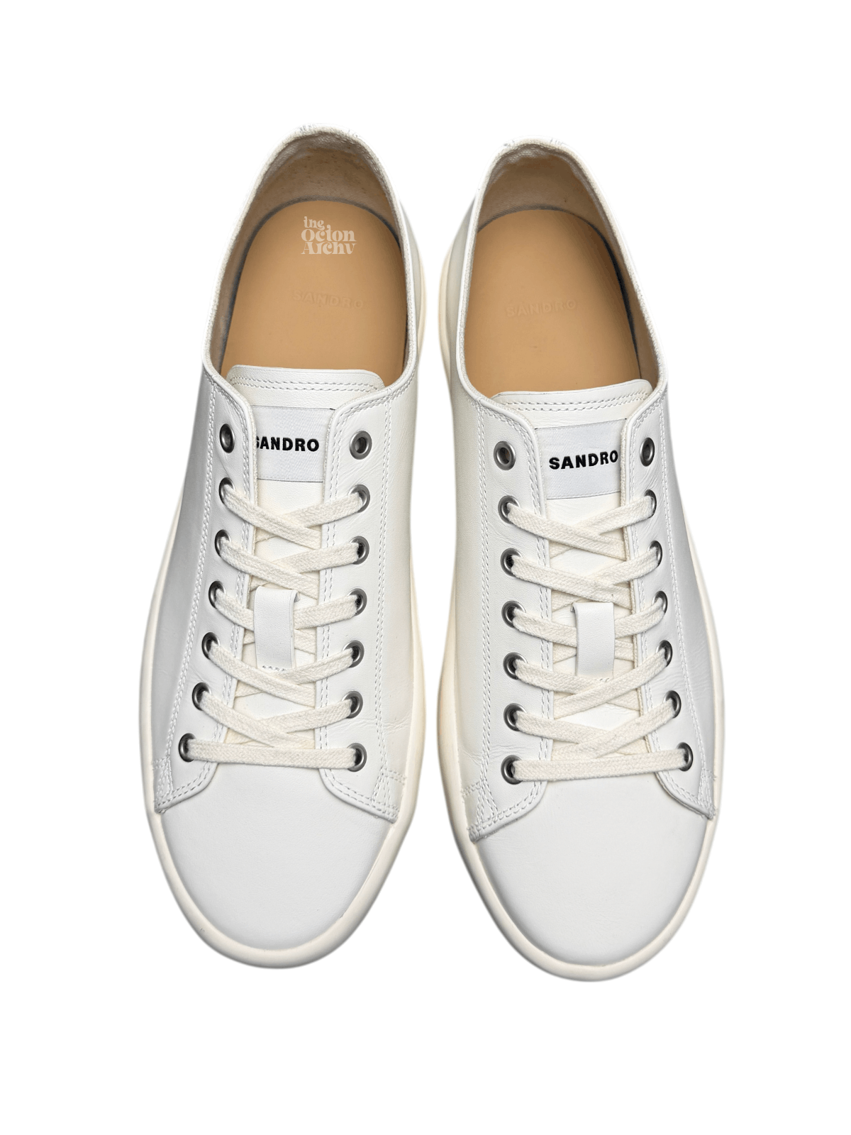Sandro Sandro Low-Top Split Leather Trainers 'Off White' Size US 12 / EU 45 - 6 Thumbnail
