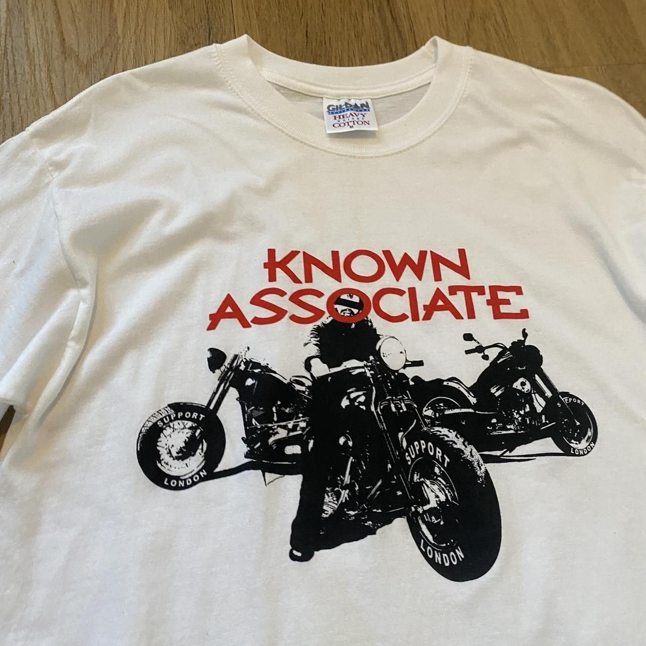 Gildan 2000s Known Associate biker tee - white cotton Size US M / EU 48-50 / 2 - 2 Thumbnail