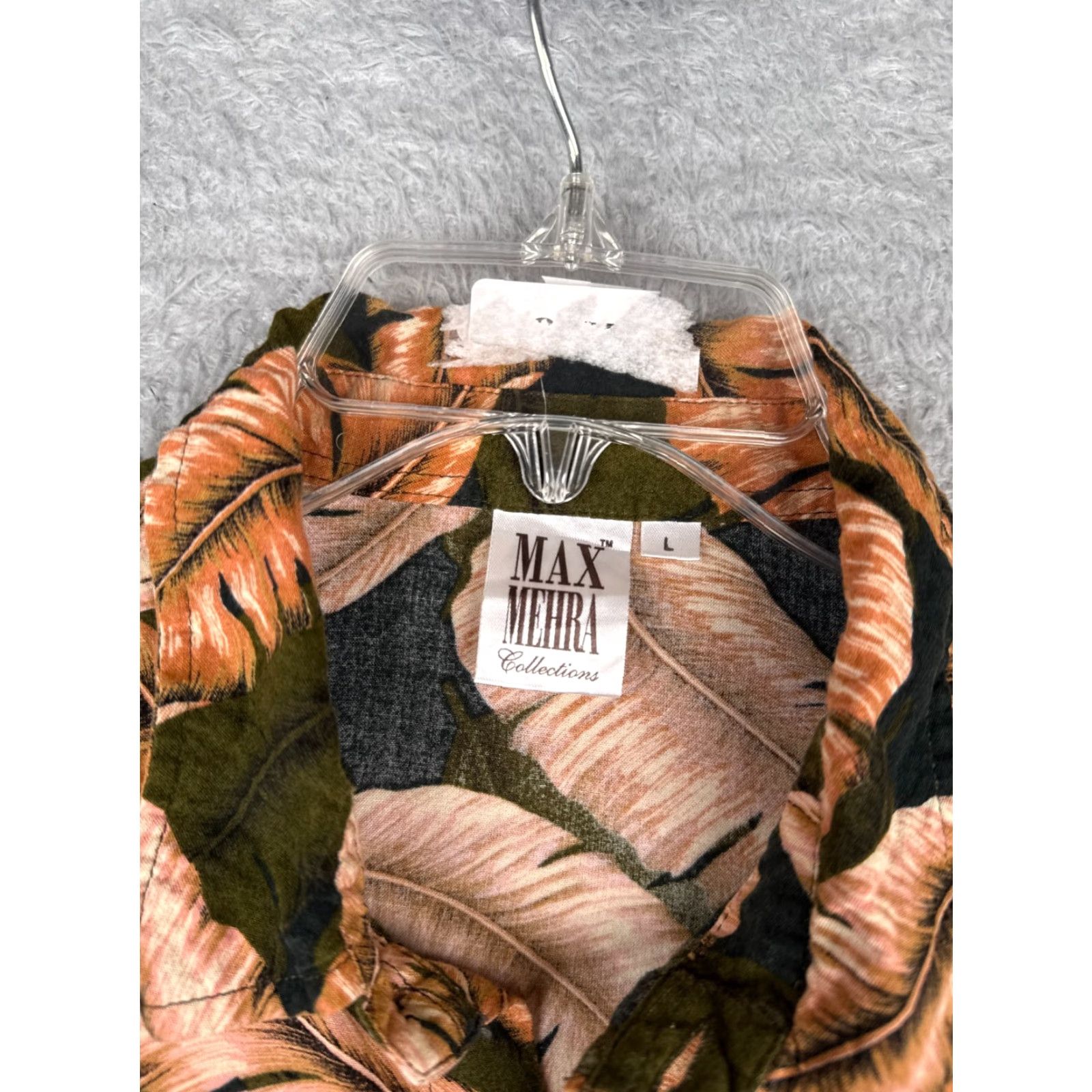 Vintage Max Mehra Shirt Adult Large Orange Palm Leaf Hawaiian 100% Rayon Viscose Floral Short Sleeve Collared Button-Up Mens Size US L / EU 52-54 / 3 - 7 Thumbnail