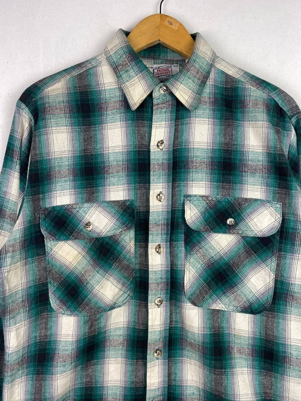Flannel vintage private property shadow plaid flannel shirt Size US M / EU 48-50 / 2 - 3 Thumbnail
